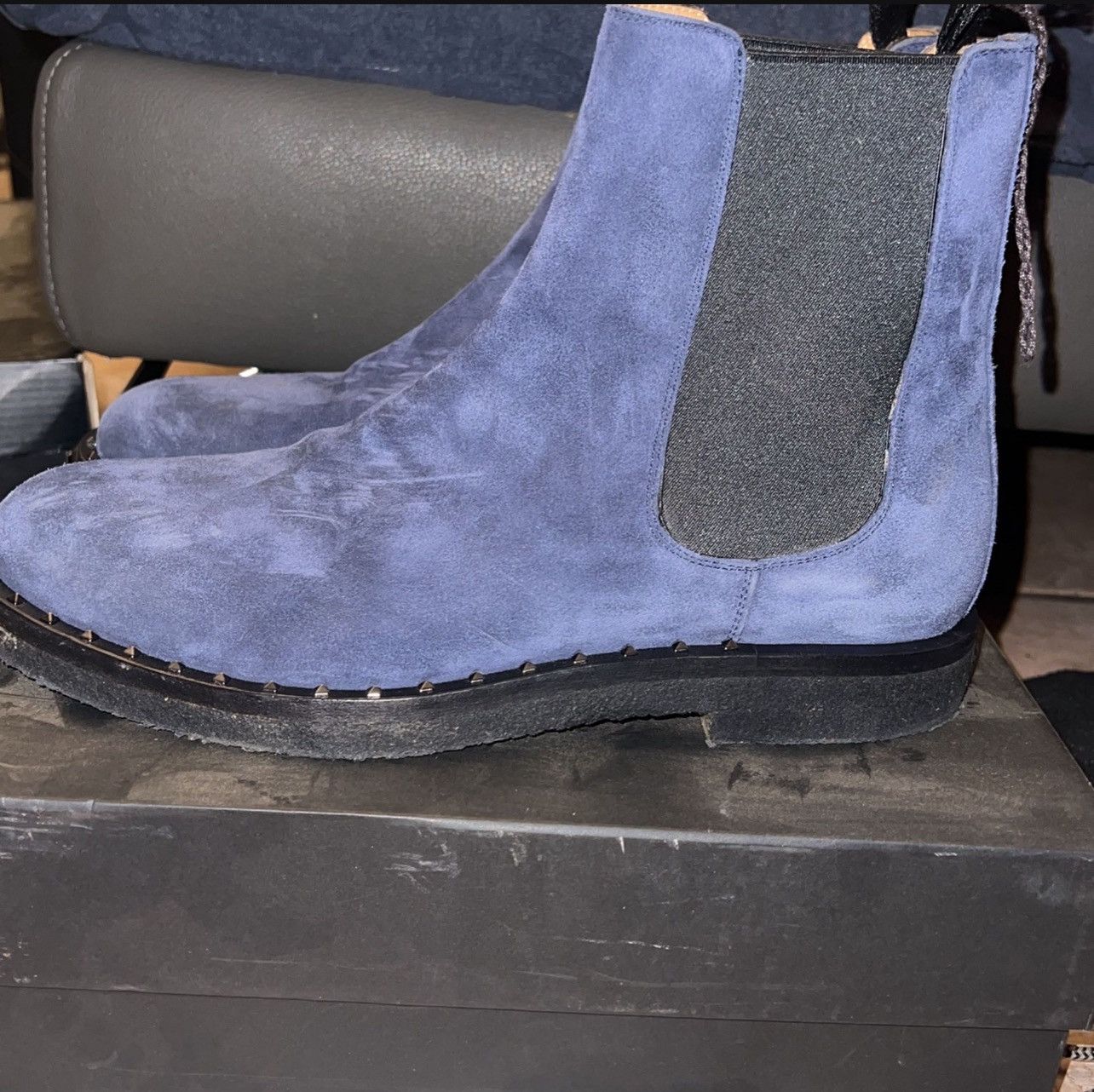 Valentino Valentino Navy Blue Suede Boots/Shoes Size US 9.5 / EU 42-43 - 5 Thumbnail