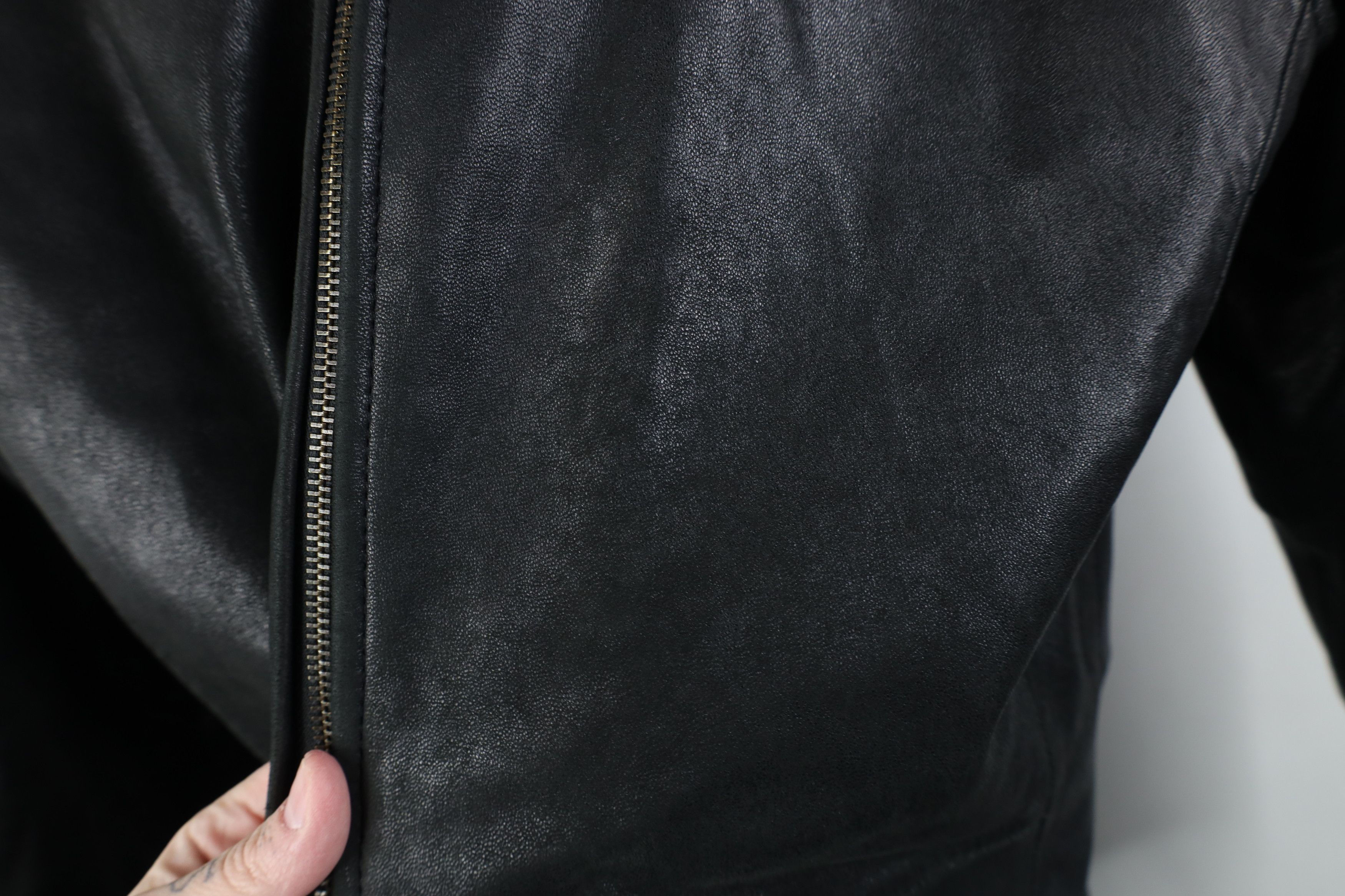 Vintage Vintage 90s Streetwear Leather Fur Trim Hooded Jacket Black Size L / US 10 / IT 46 - 5 Thumbnail