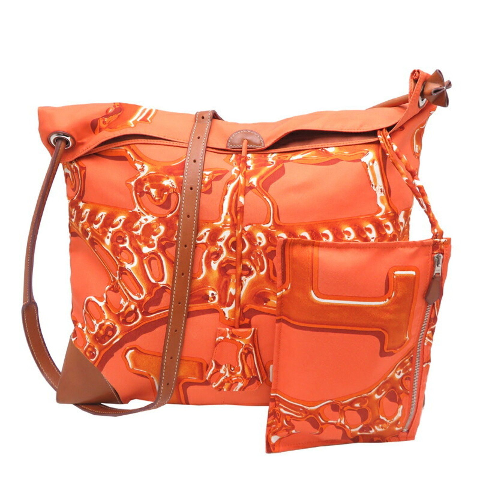 Hermes Silky City MM Women's Shoulder Bag Silk Orange