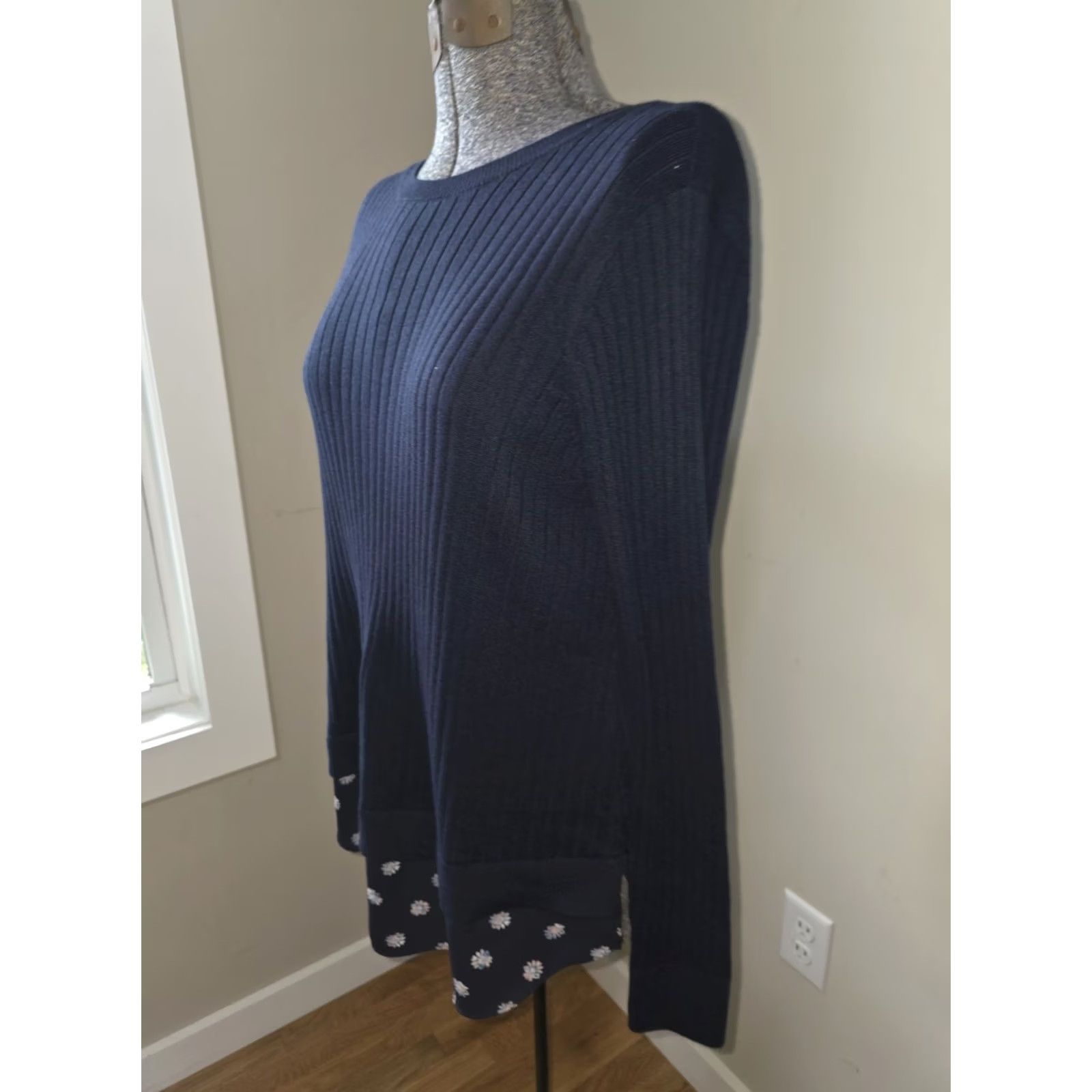 Loft LOFT Pullover Sweater Women XL Black Acrylic Floral Long Sleeve Crew Neck Knit Tight-Knit Vintage No Size XL / US 12-14 / IT 48-50 - 2 Thumbnail