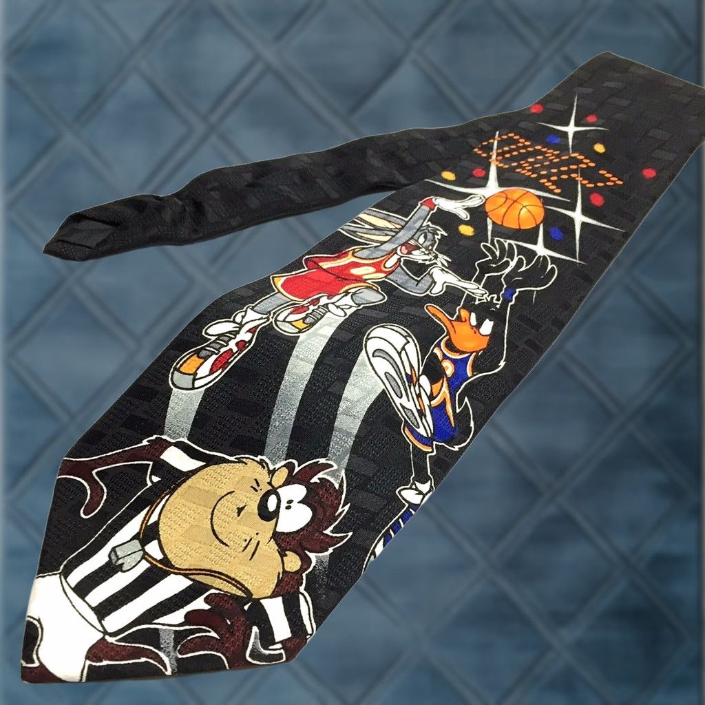 Vintage VINTAGE Looney Tunes Mania Necktie Black Tie Men 54" 3.75" Polyester Classic 57-60 in. Size ONE SIZE - 1 Thumbnail