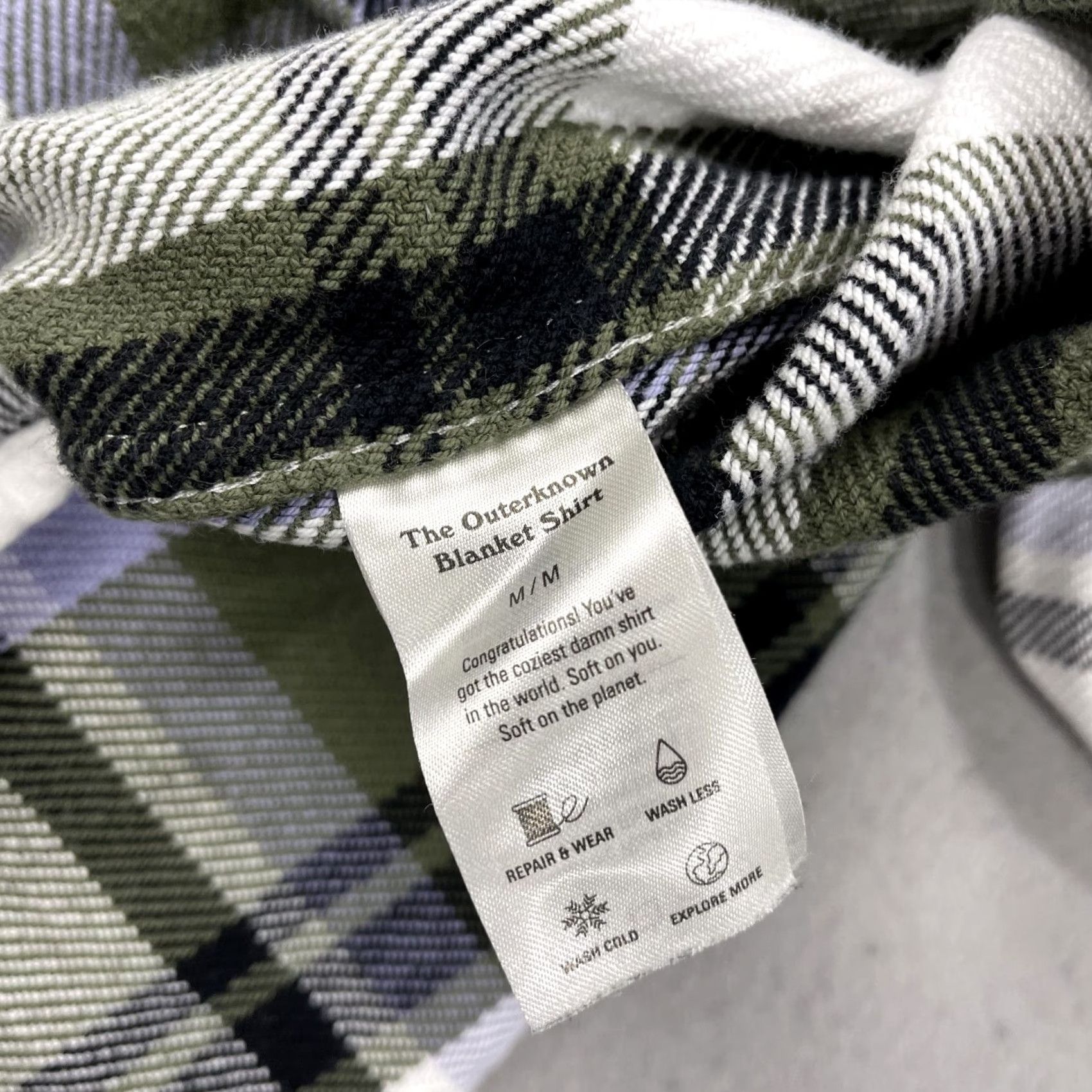Outerknown Outerknown Blanket Shirt Mens M Green Plaid 100% Cotton Flannel Surf Casual Shirt Size US M / EU 48-50 / 2 - 4 Thumbnail