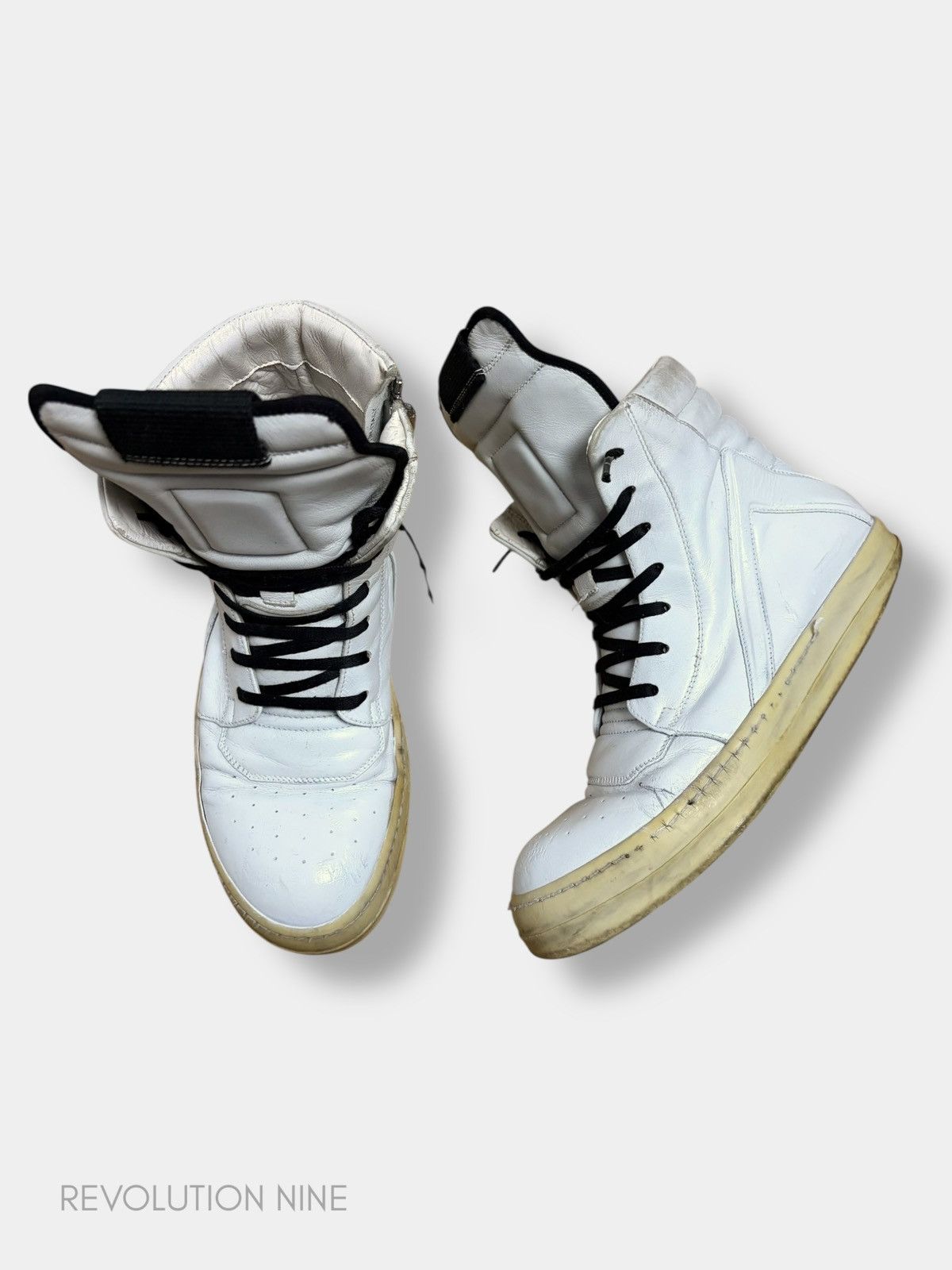 Rick Owens Rick Owens FW19 white leather geobasket Size US 7.5 / EU 40-41 - 3 Thumbnail