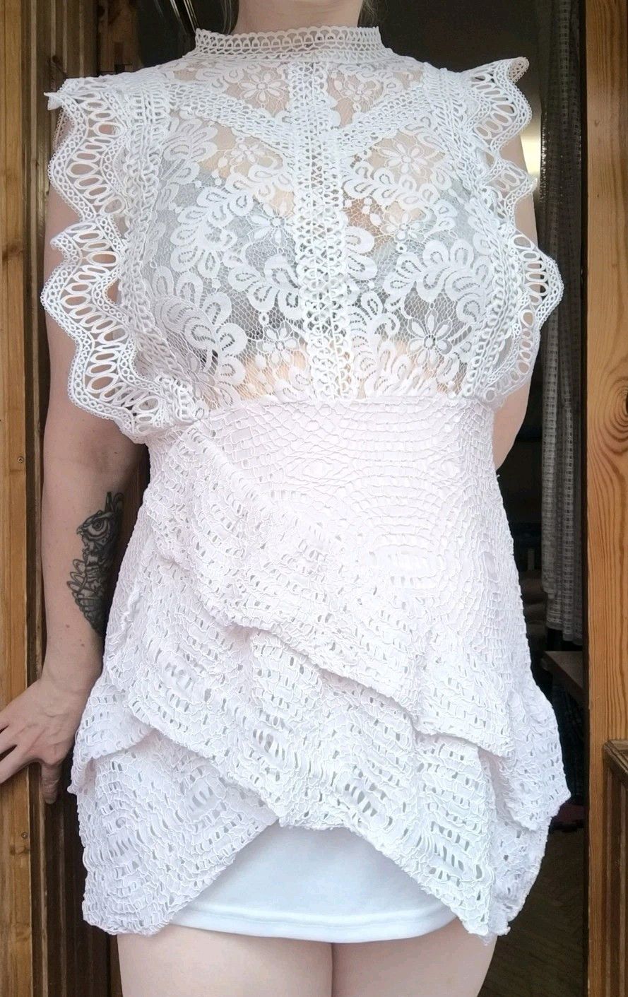 Vintage Bohemian Summer Cotton Dress With Lace Sz 4 Size S / US 4 / IT 40 - 1 Thumbnail