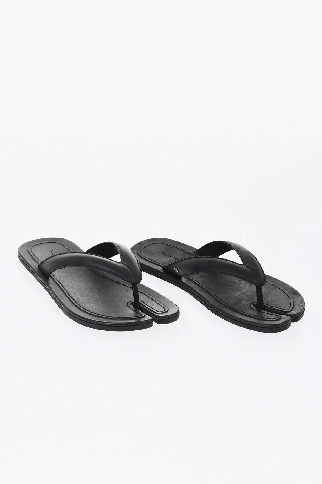Maison Margiela og1mm0426 Vegan Leather Flip-Flops in Black Size US 5 / IT 35 - 3 Thumbnail