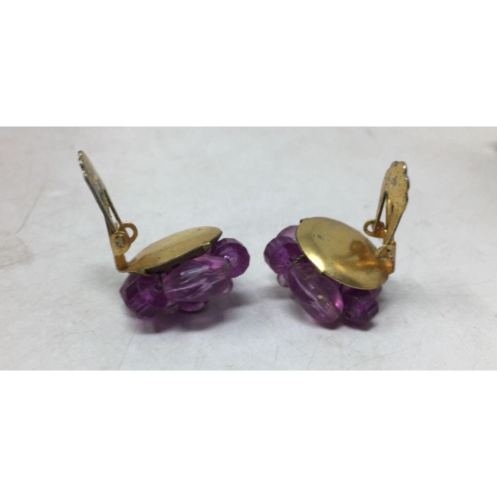 Other Women's Beaded Purple and Gold Tone Clip On Earrings Size ONE SIZE - 6 Thumbnail