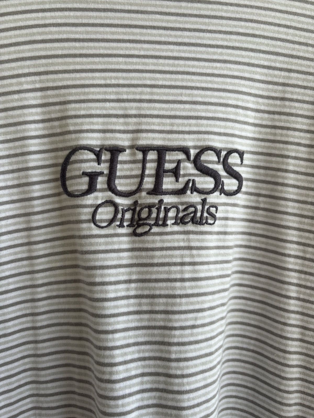 Guess × Vintage GUESS Originals Gray/White Striped T-Shirt Size US L / EU 52-54 / 3 - 3 Thumbnail