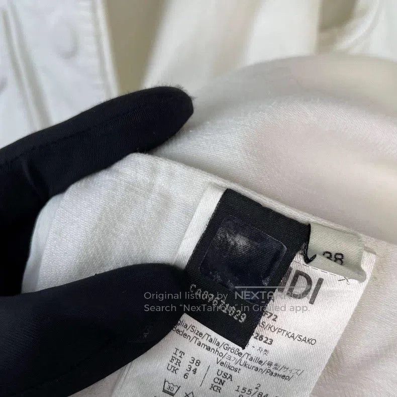 Fendi Fendi White Pocket Embossed Cotton Collar Single-breasted Size XS / US 0-2 / IT 36-38 - 7 Thumbnail