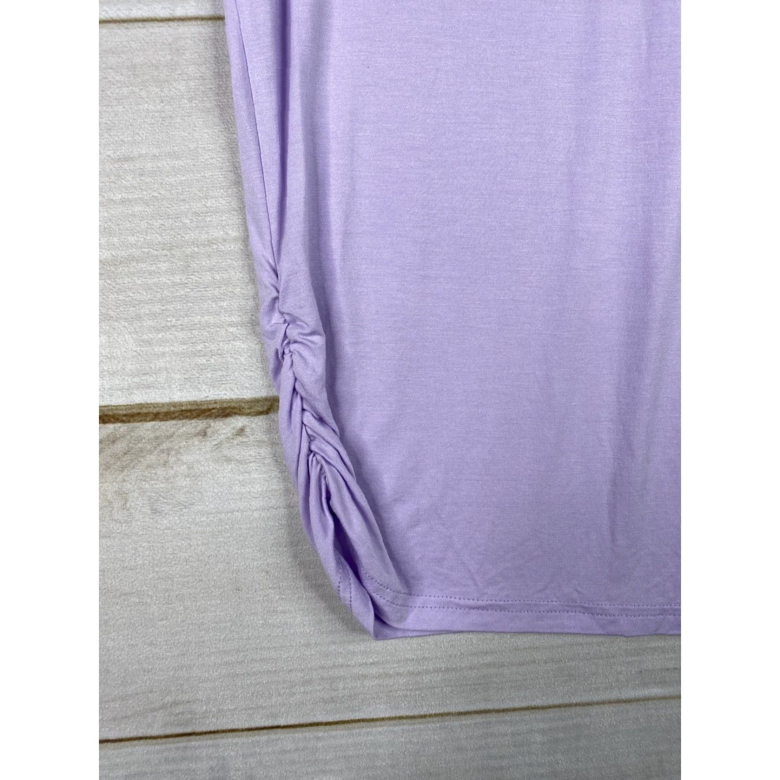 B Sides Matchstick Shirt Womens S Purple Dolman Sleeve Tee Short Sleeve Ruched Sides Stretch Size S / US 4 / IT 40 - 4 Thumbnail
