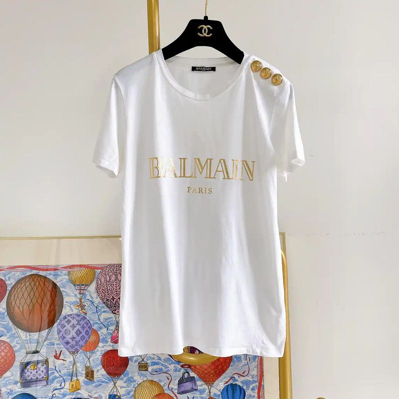 Balmain Balmain Women's White Cotton Short Sleeve T-Shirt 0089 Size XS / US 0-2 / IT 36-38 - 1 Thumbnail
