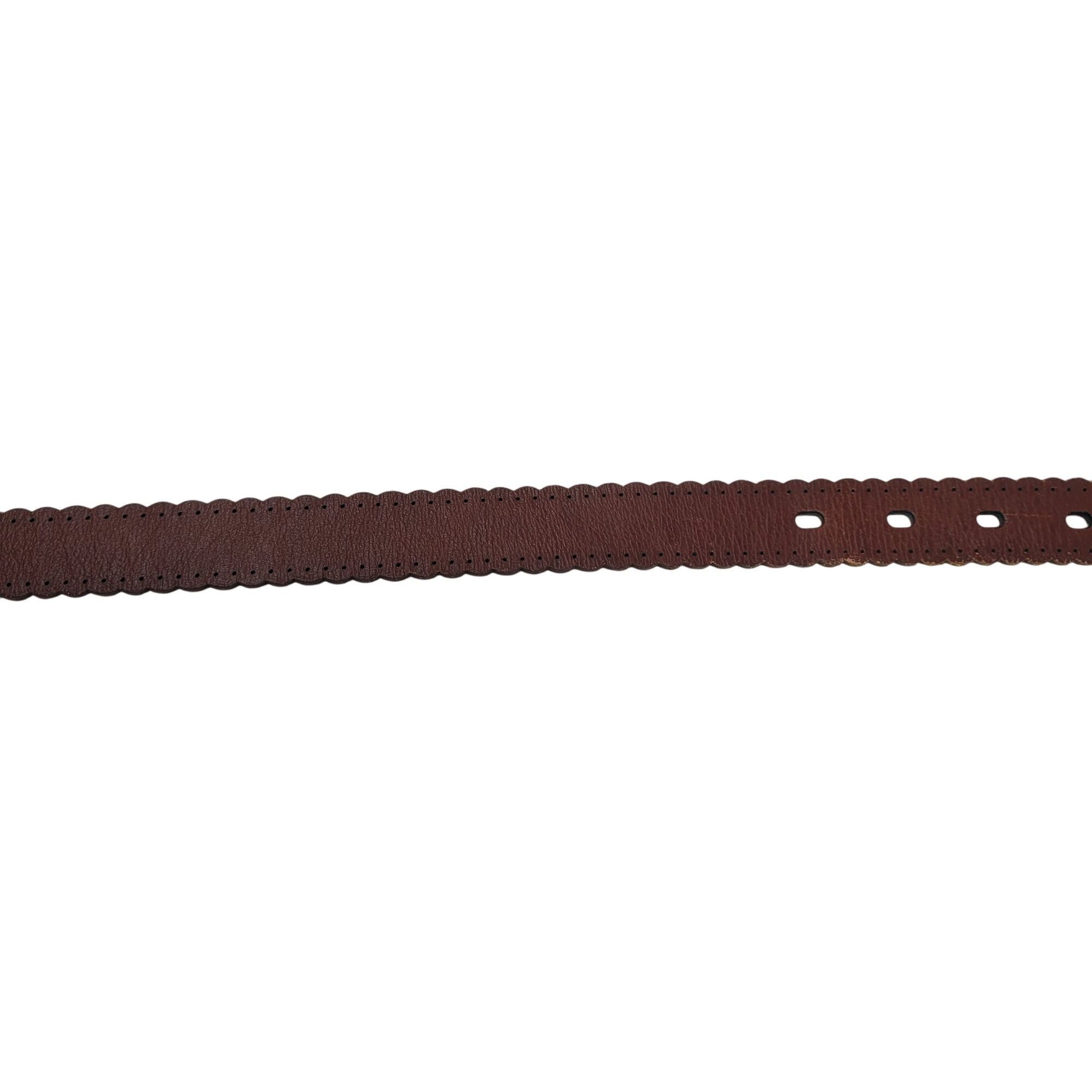 Fossil Vintage Fossil Womens Brown Leather Belt L Scalloped Perfora Size ONE SIZE - 11 Thumbnail