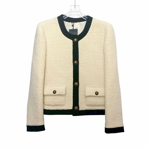 Saint Laurent Paris Saint Laurent Ivory Tweed Jacket Size 38 Size S / US 4 / IT 40 - 1 Thumbnail