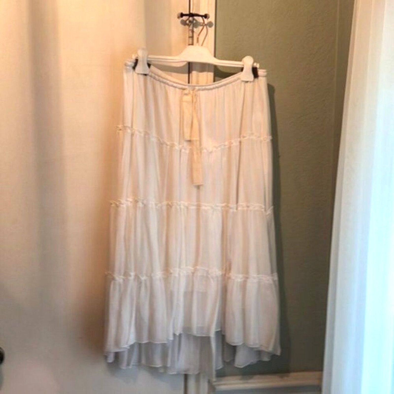 See by Chloe See by Chloe Tiered cotton and silk blend crepon midi white Size 32" / US 10 / IT 46 - 2 Thumbnail