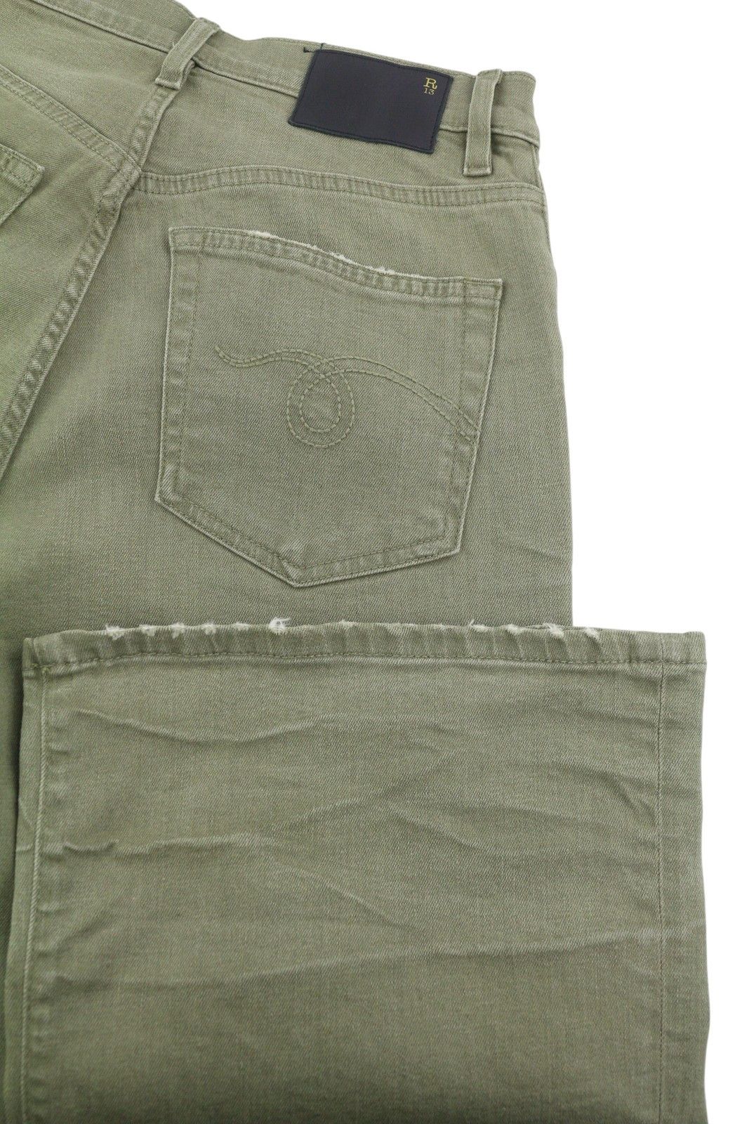 R13 JANE 28 Olive Green Stretch Loose Straight High Waist 86313 Size 28" / US 6 / IT 42 - 6 Thumbnail