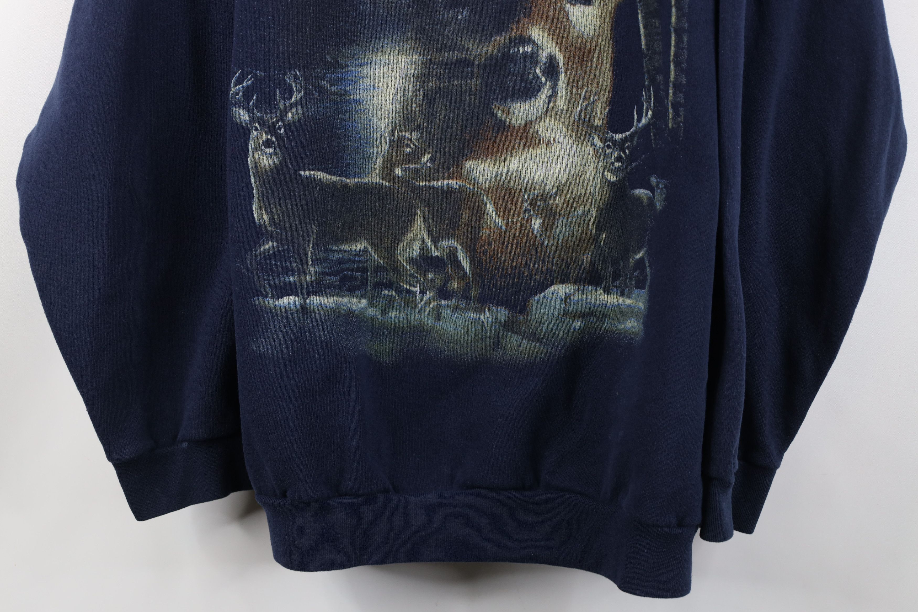 Vintage Vintage 90s Streetwear Nature Deer Buck Crewneck Sweatshirt Size US XXL / EU 58 / 5 - 3 Thumbnail