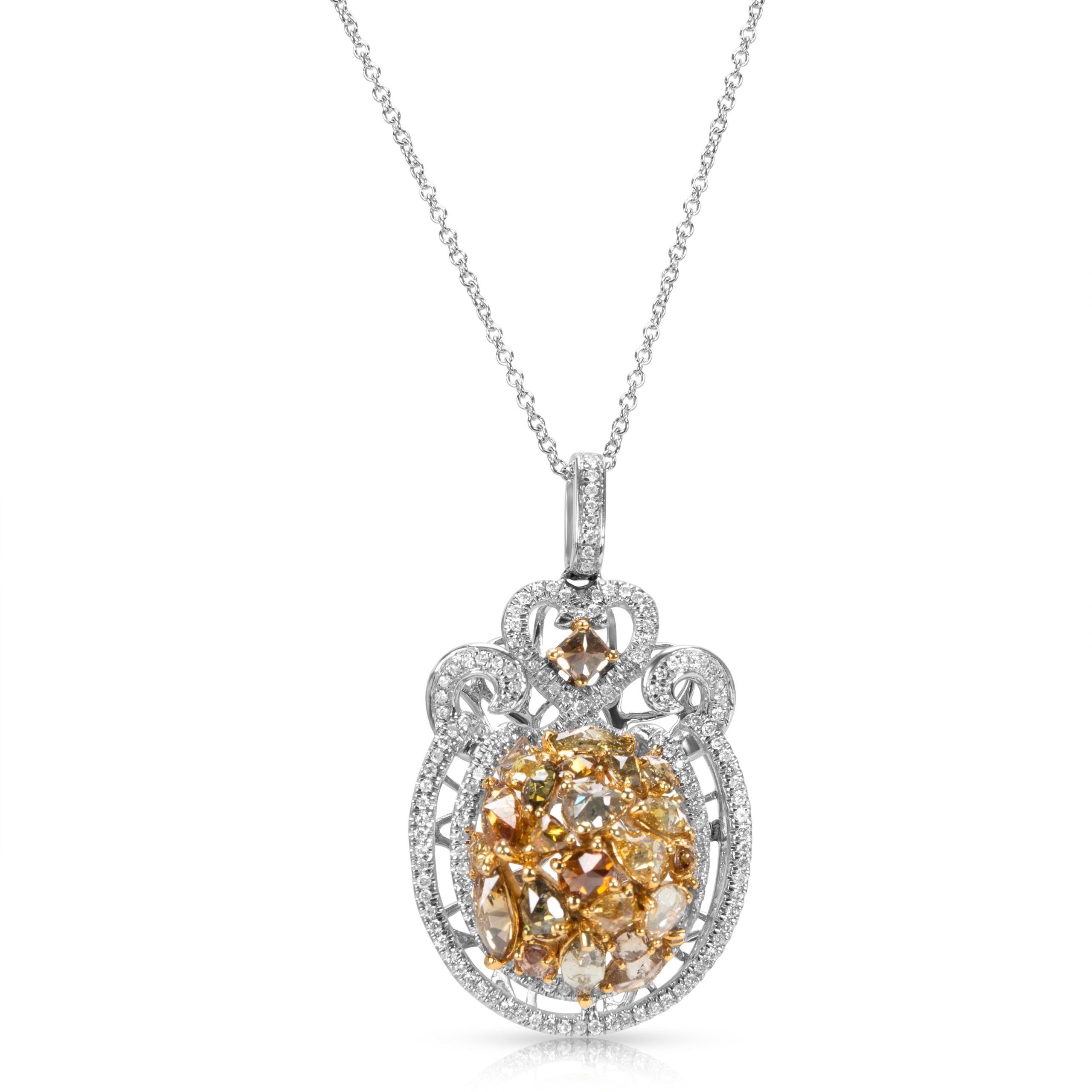 image of Tiffany Co Fancy Diamond Pendant In 14K Two Tone Gold (3.73 Ctw), Women's