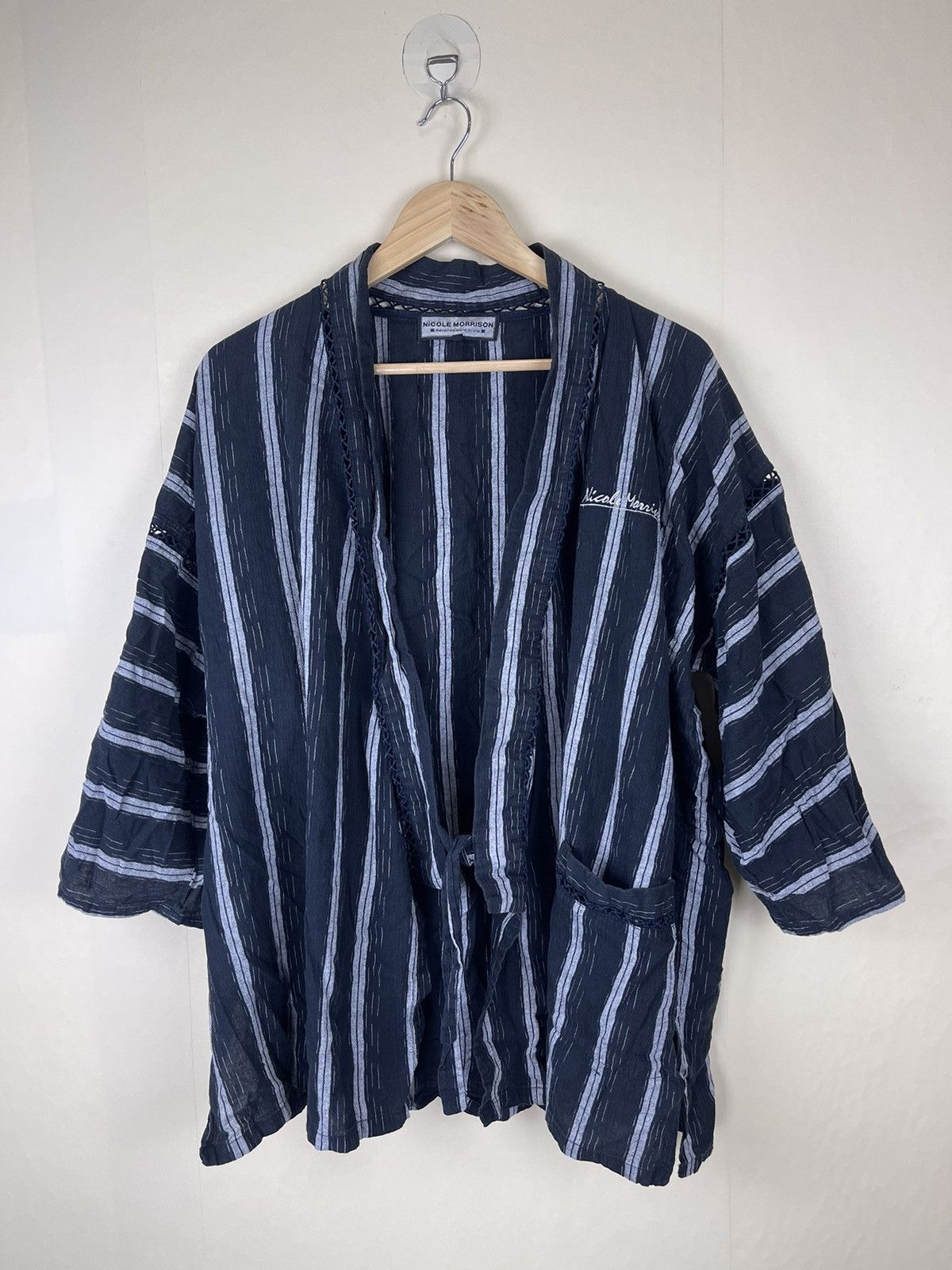image of Nicole Club Vintage Nicole Morrison Stripes Design Relaxed Jacket in Black, Men's (Size Large)