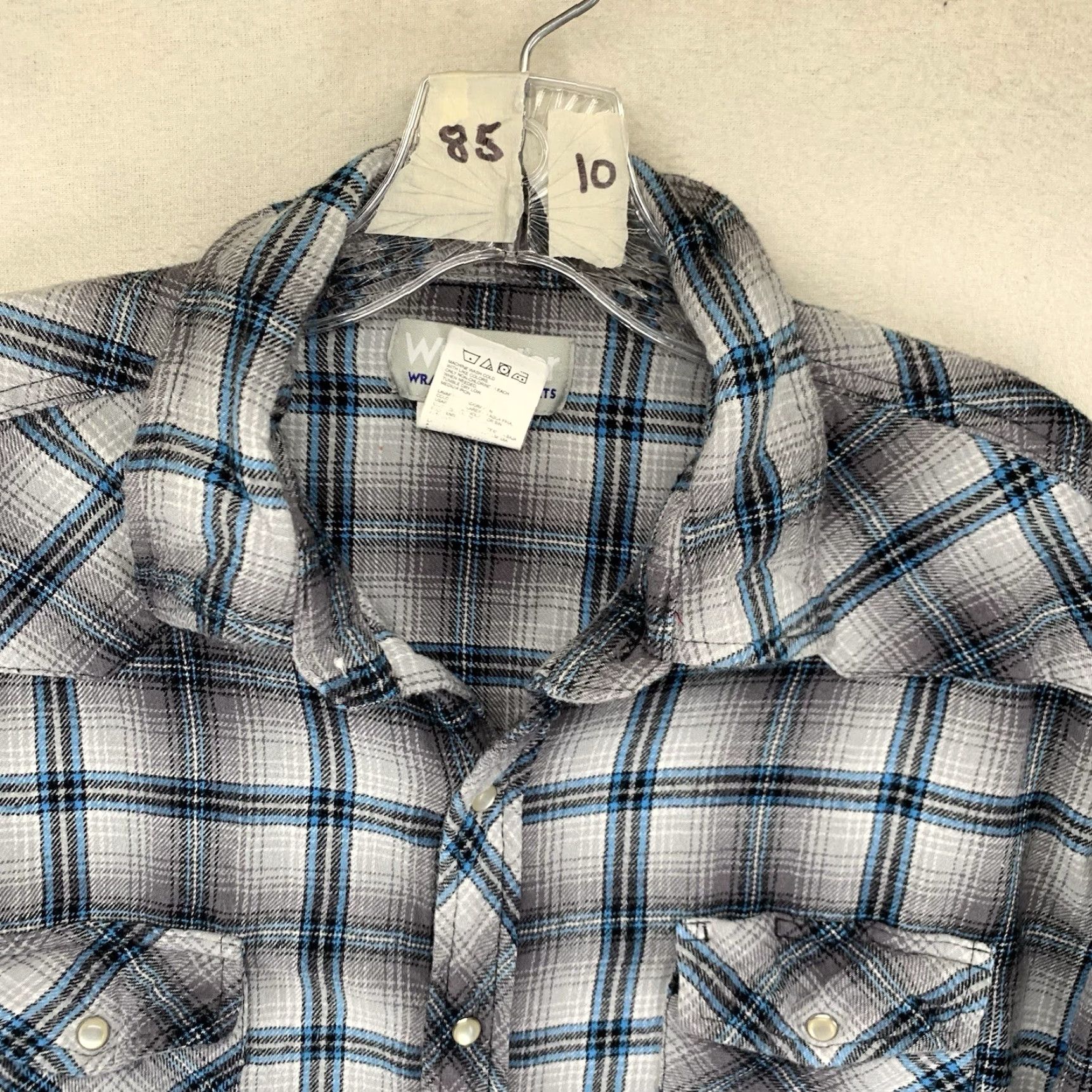 Wrangler VINTAGE Wrangler Western Flannel Shirt Men XL Casual Check Long Sleeve Cotton Blue Gray 90s Western Mens Size US XL / EU 56 / 4 - 4 Thumbnail