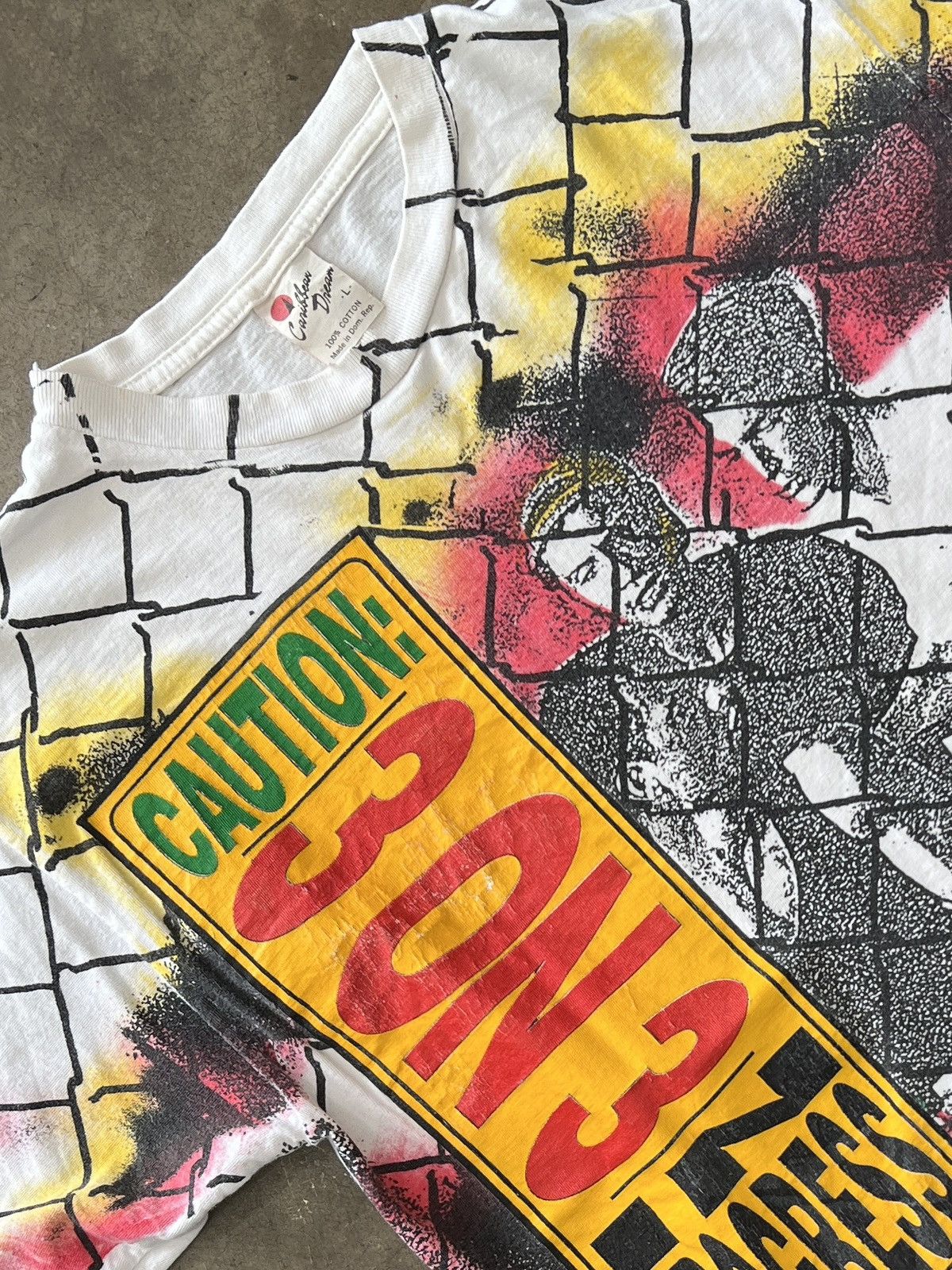 Vintage Vintage 90s AOP Basketball Handball Caution 3 on 3 Tee Large Size US L / EU 52-54 / 3 - 1 Thumbnail