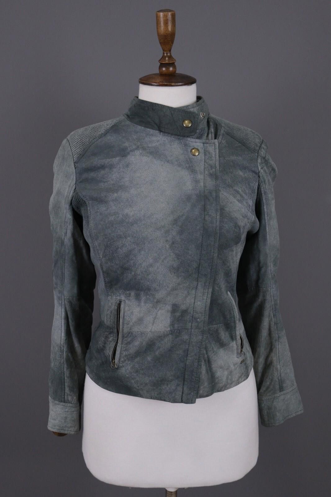 Hugo Boss Hugo Boss Gray Leather Designer Full Zip Biker Jacket Size M / US 6-8 / IT 42-44 - 1 Thumbnail