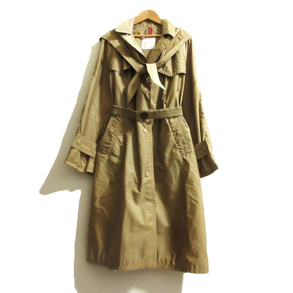Moncler Moncler VANILLE Nylon Trench Coat Textile Outerwear DUTY FREE for USA