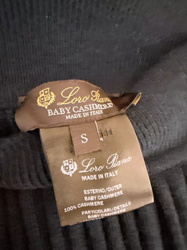 Loro Piana LORO PIANA Navy blue one-collar Baby cashmere sweater with Size S / US 4 / IT 40 - 7 Thumbnail