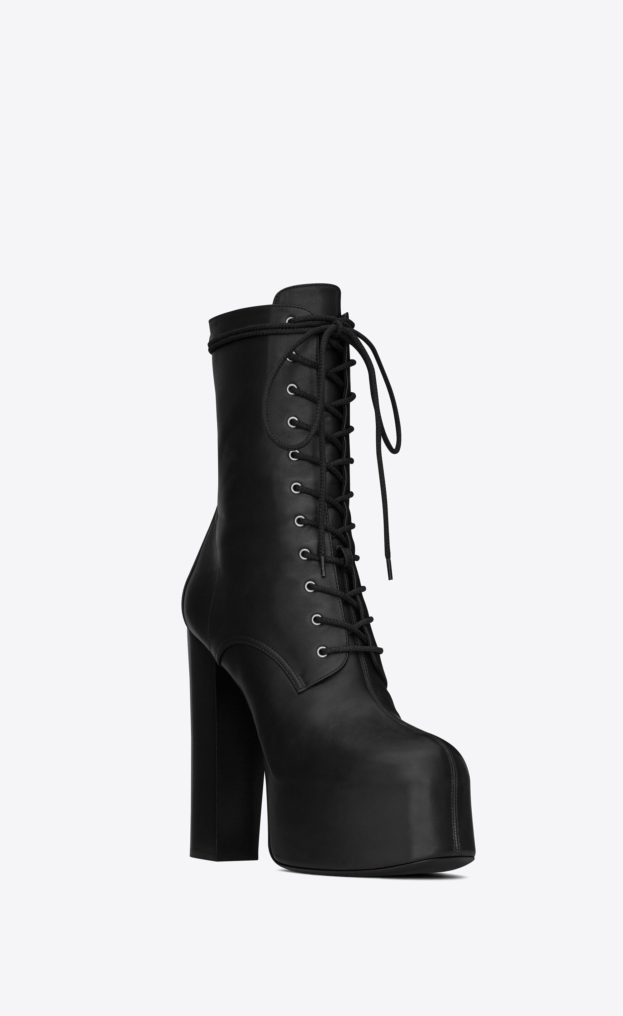 Saint Laurent Paris o1bcso1str0125 Cherry Lace Up Platform Booties in Black Size US 8.5 / IT 38.5 - 3 Thumbnail