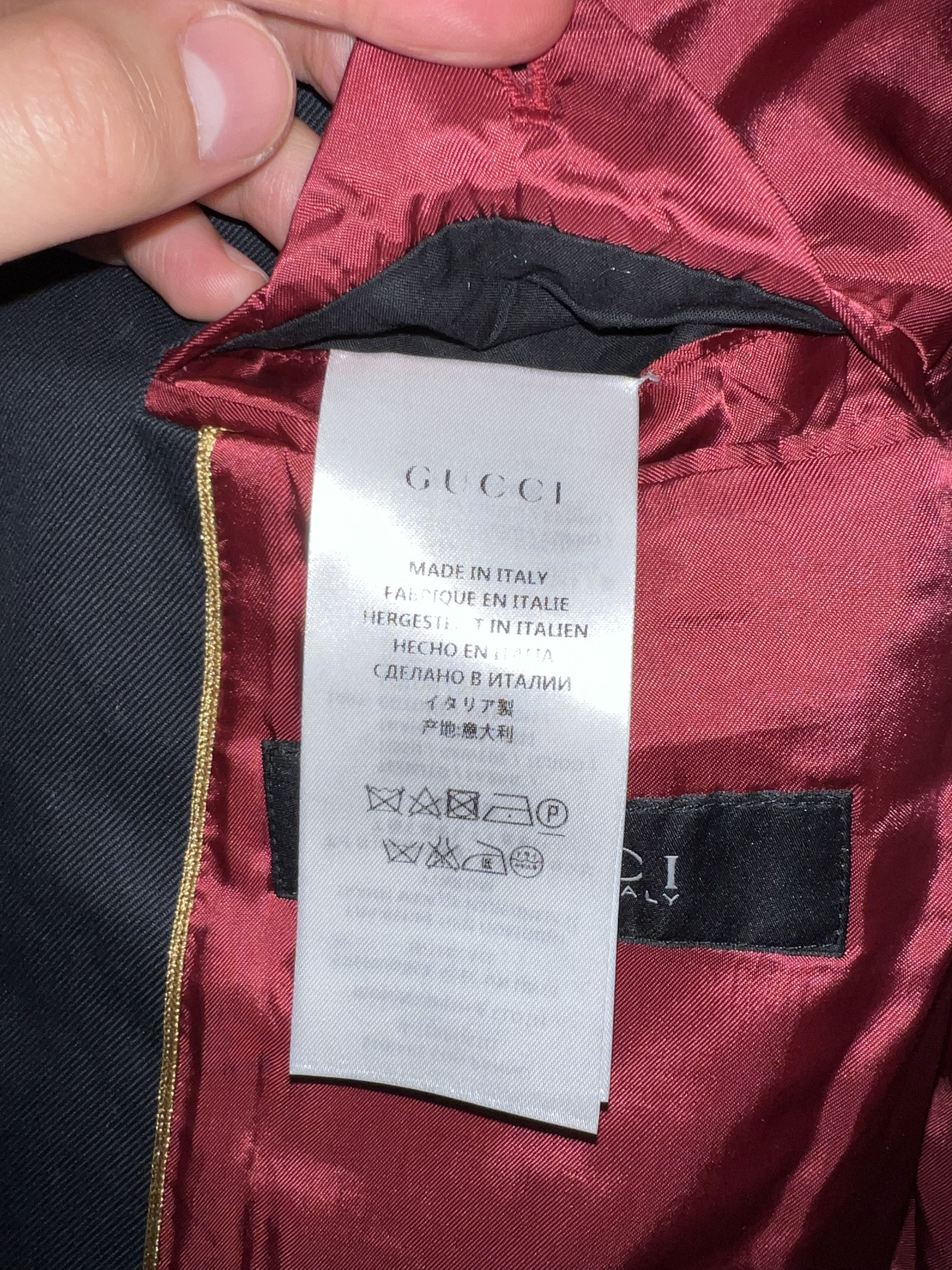 Gucci Gucci Navy Field Jacket with Epaulettes & Red Satin Size 50R Size 50R - 7 Thumbnail
