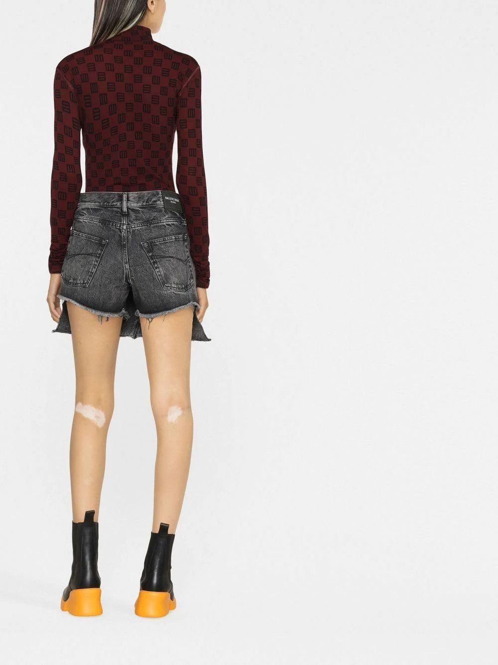 Balenciaga o1la1rc1a1024 Trompe l'Oeil Organic Denim Skirt Noir/Iceberg Size 27" / US 4 / IT 40 - 4 Thumbnail