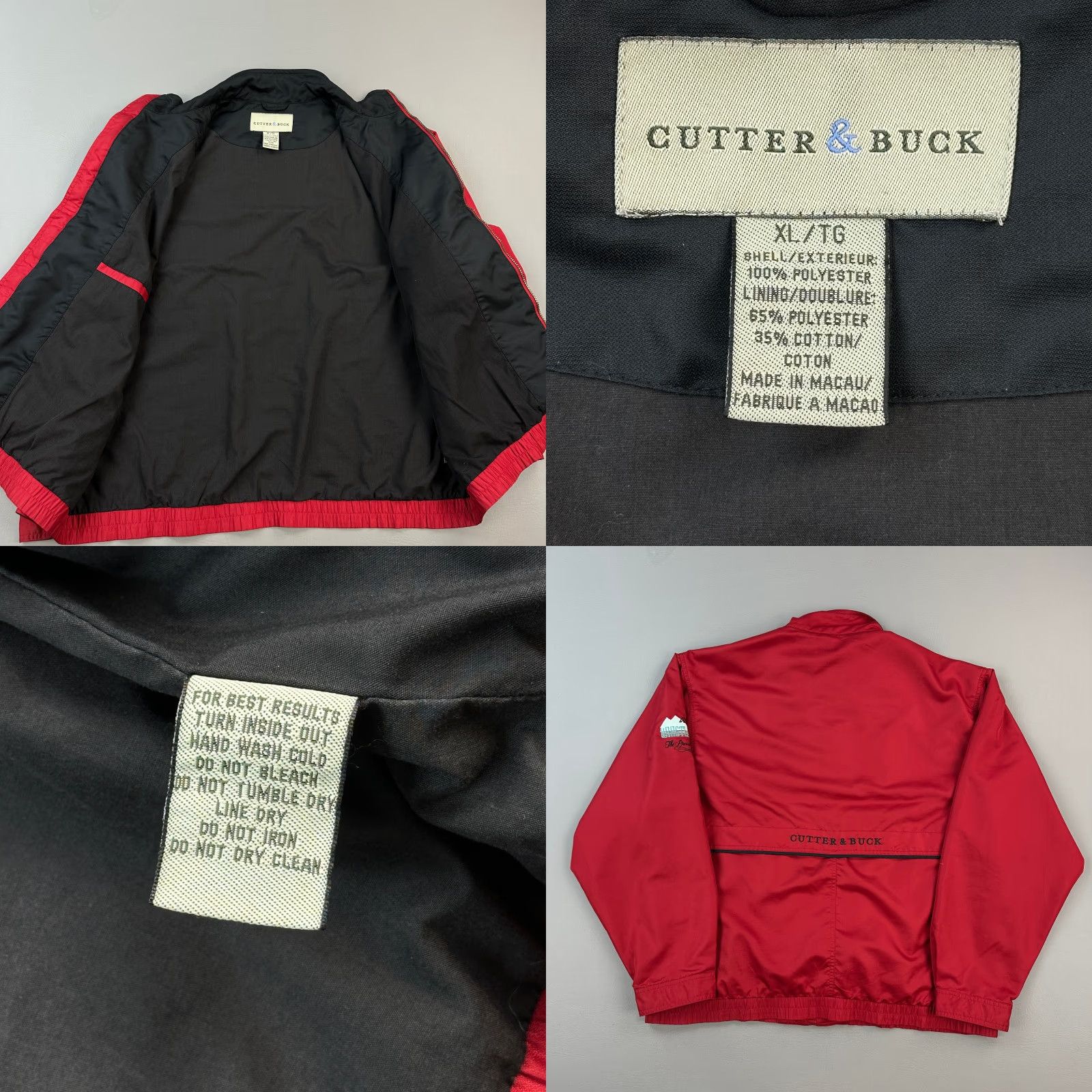 Cutter & Buck VINTAGE Cutter & Buck Jacket Mens XL Lined Full Zip Whistler 04 Presidents Club Windbreaker, Red, Solid, Regular, Golf, Walking, 90s USA Mens Size US XL / EU 56 / 4 - 8 Thumbnail