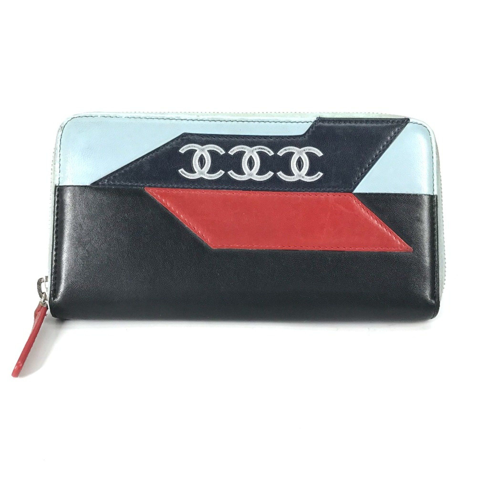Chanel Chanel airline triple coco Zip Around Long Wallet Black Light blue Size ONE SIZE - 1 Thumbnail