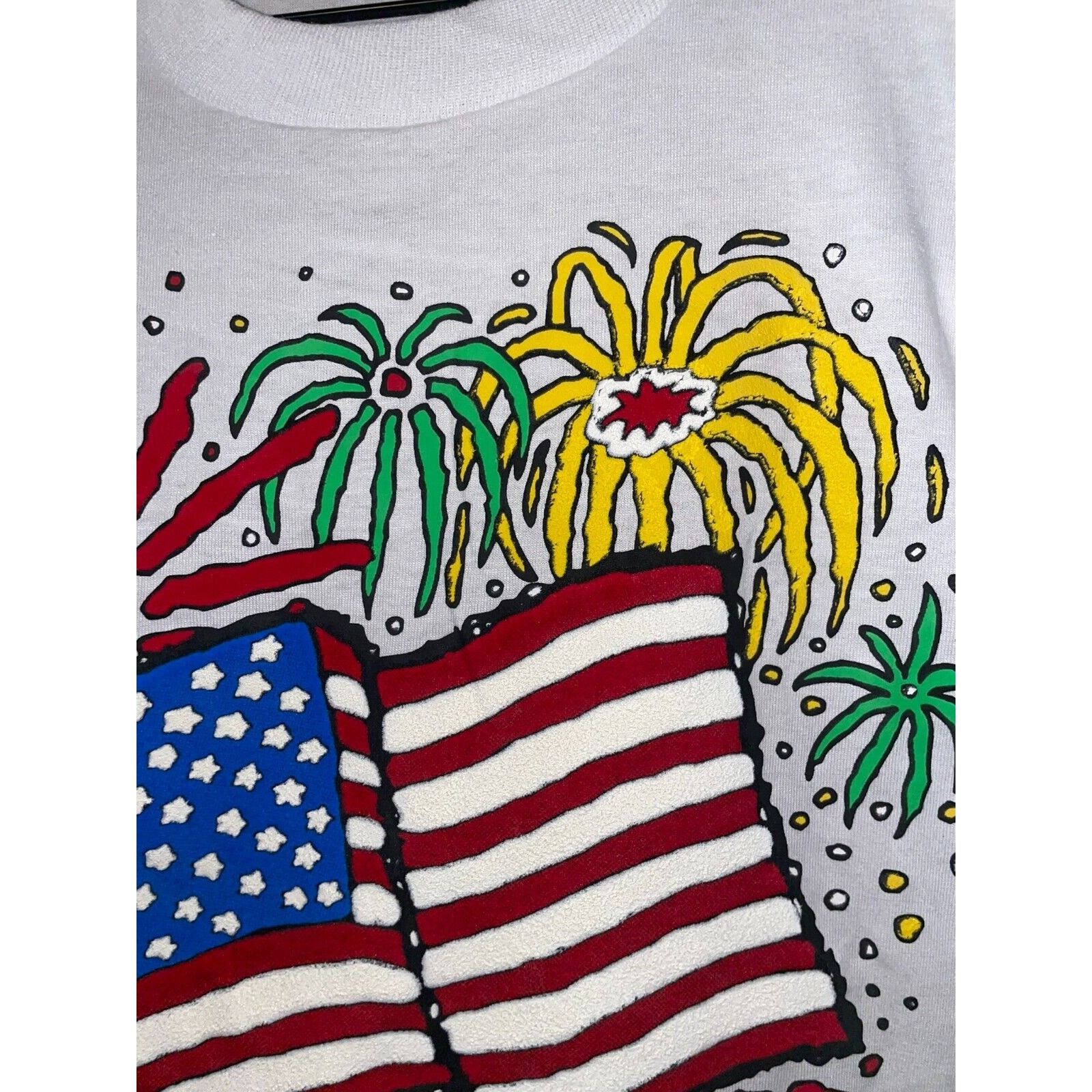 Jerzees Vintage July 4th Shirt Fireworks USA America Graphic Tee 90s Size US L / EU 52-54 / 3 - 3 Thumbnail