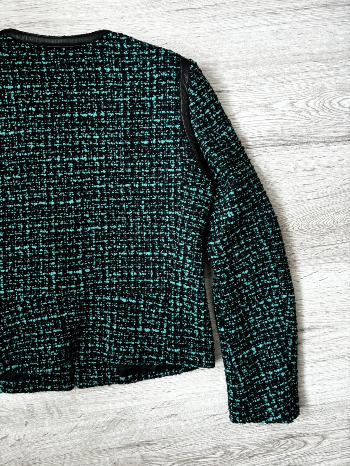 Sandro Sandro Paris Emerald Green Wool-Blend Leather Trim Short Size S / US 4 / IT 40 - 16 Thumbnail