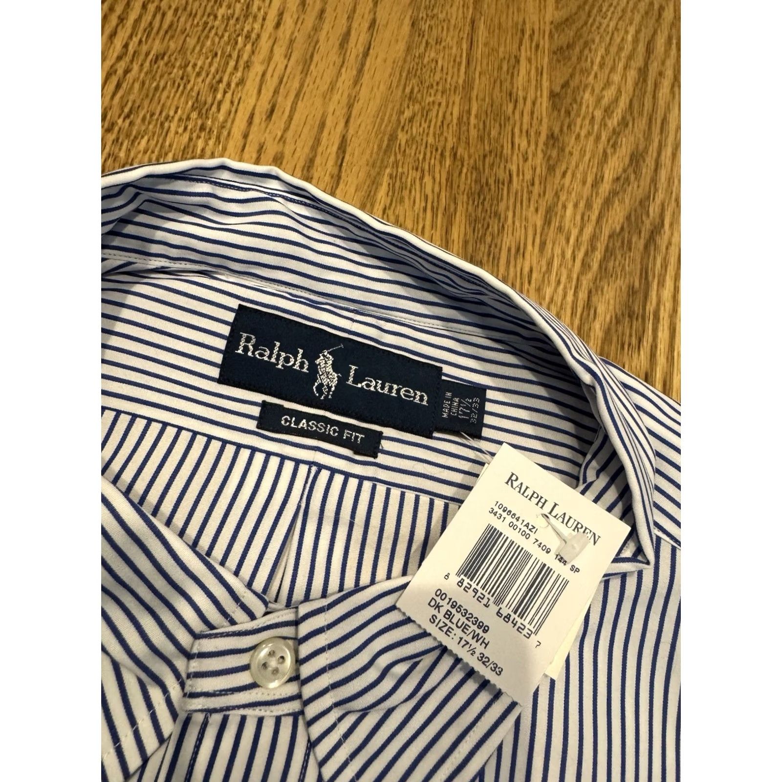 Polo Ralph Lauren VINTAGE Polo Ralph Lauren Shirt Mens 17.5 NEW Button Men Striped Blue NOS Vtg Size US XXL / EU 58 / 5 - 2 Thumbnail