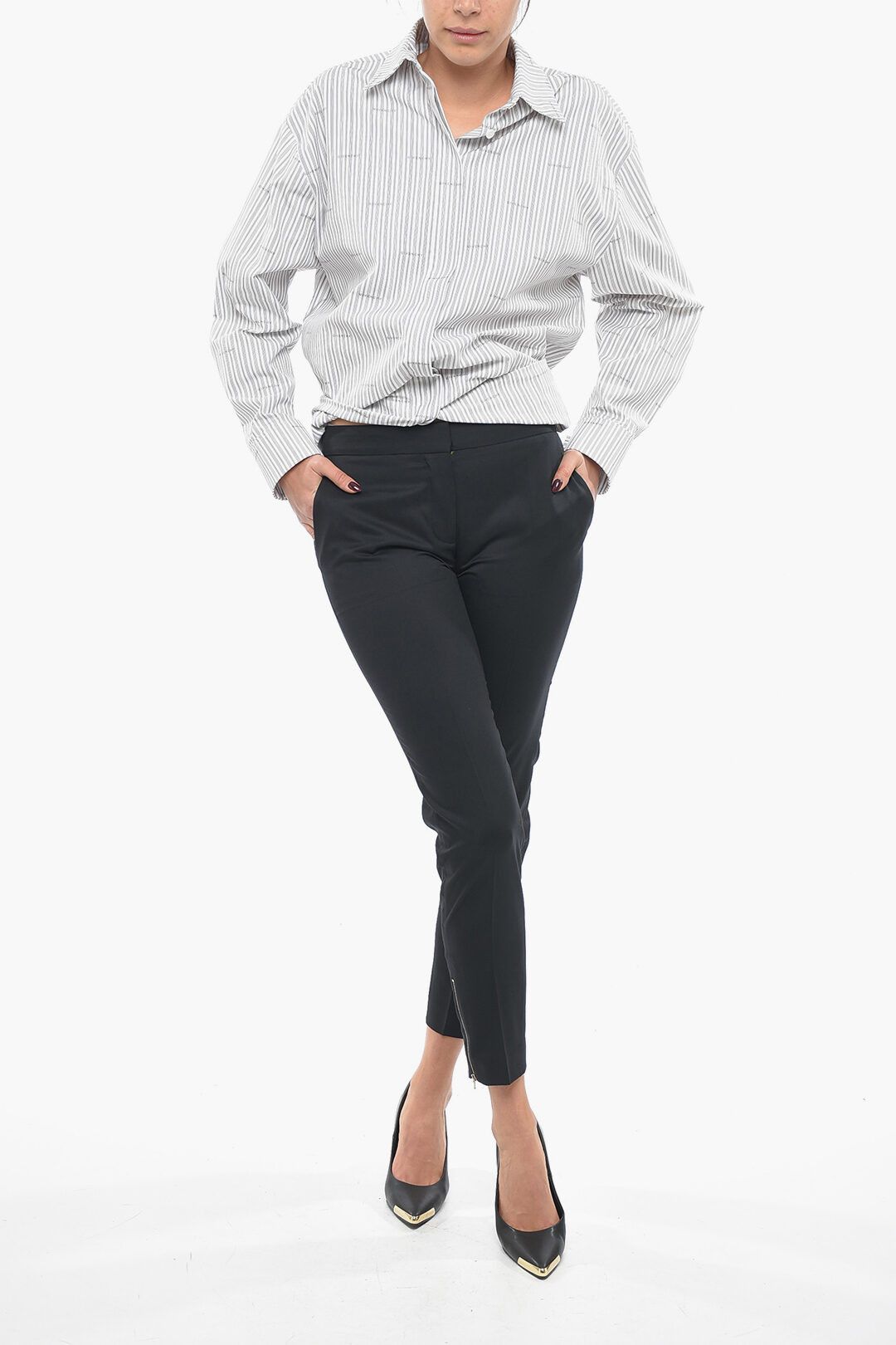 Stella McCartney og1mm0824 Zipped Ankle Wool Pant in Black Size 32" / US 10 / IT 46 - 4 Thumbnail