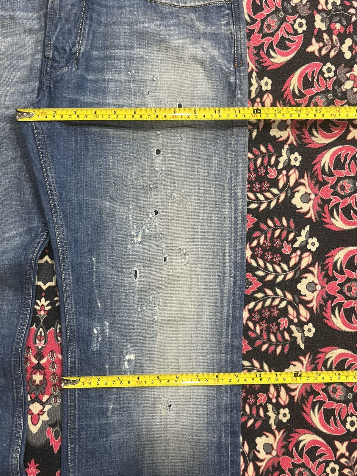 Diesel Vintage Diesel “Larkee” Blue Washed Distress Loose Leg Jeans Size US 31 - 17 Thumbnail