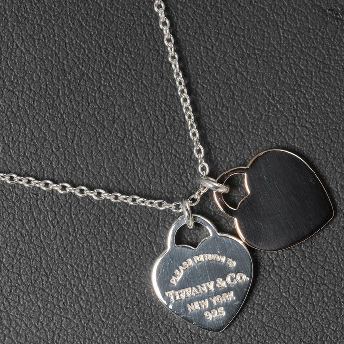 Tiffany & Co. Tiffany Return Toe Double Mini Heart Tag Necklace 925 ...