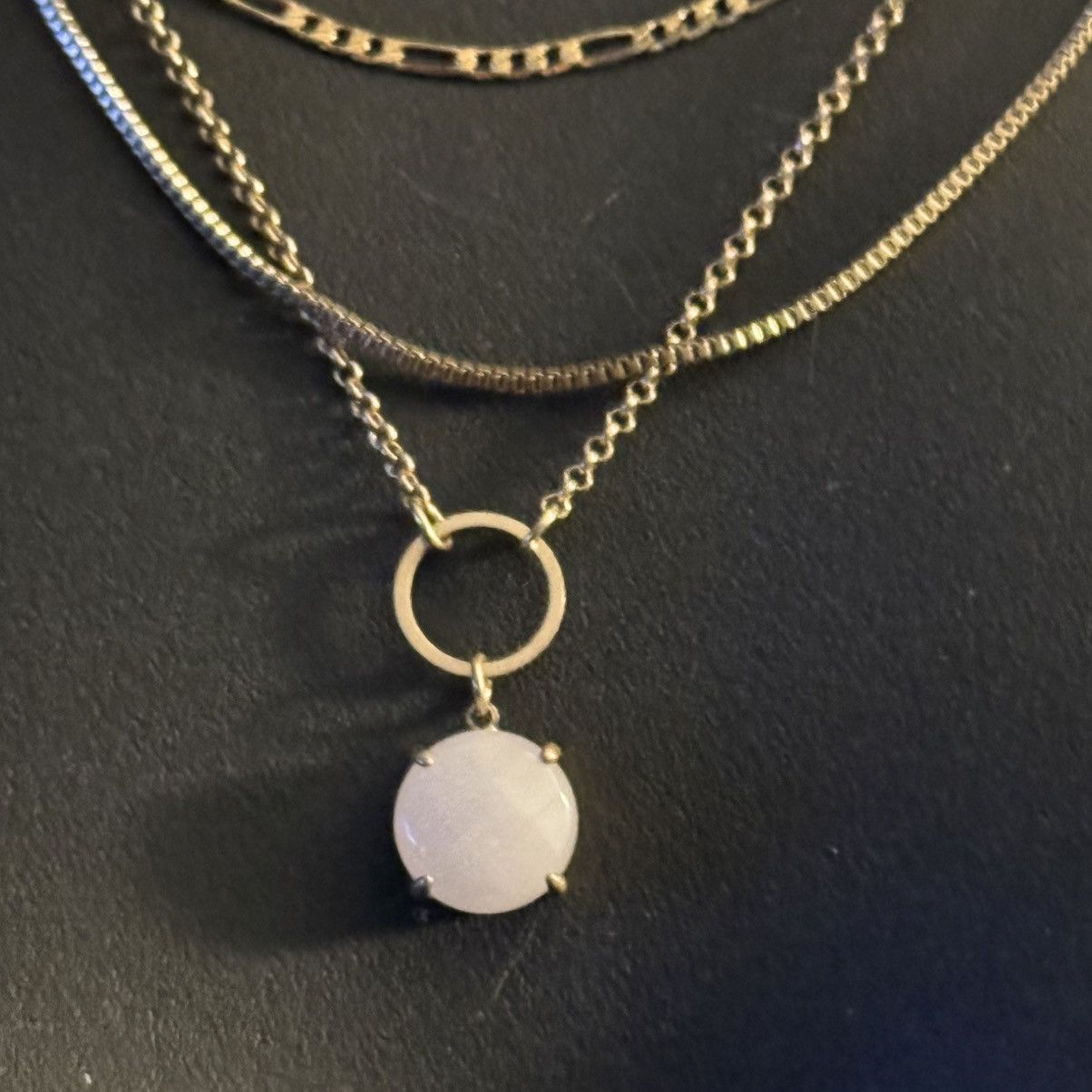 Other Gold tone multi layered chain rose quartz pendant necklace Size ONE SIZE - 2 Thumbnail