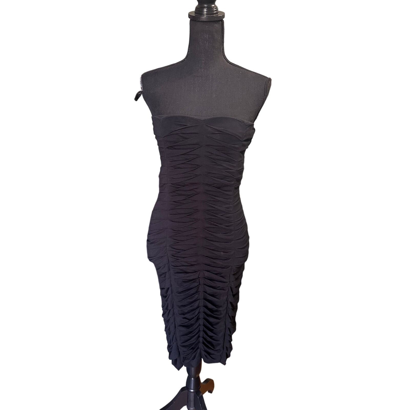 Bebe BEBE Black Rouched Bodycon Strapless Dress Size M / US 6-8 / IT 42-44 - 2 Thumbnail