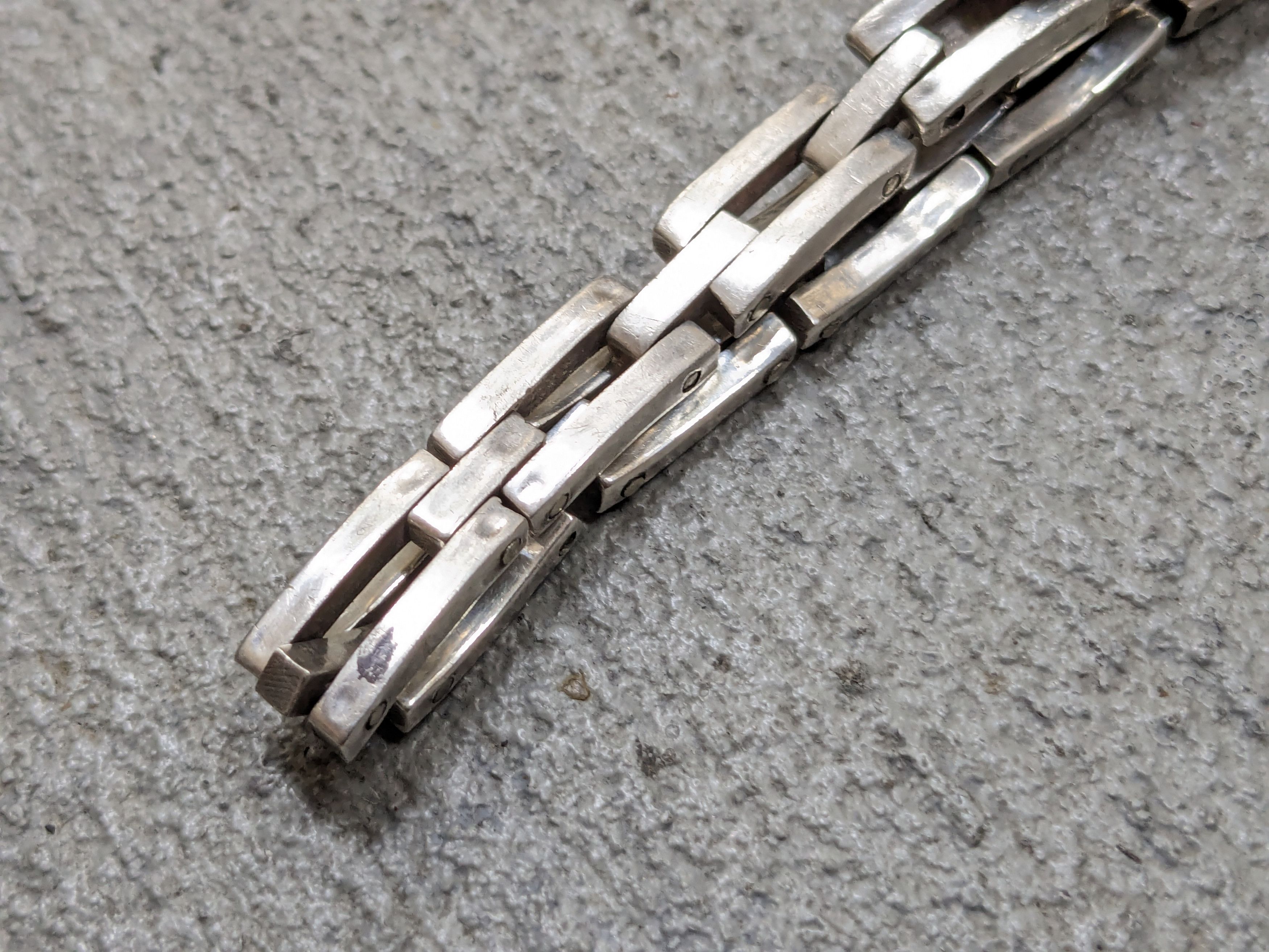 Jewelry Vintage Sterling Silver Bracelet Link Chain 8" Biker Punk Size ONE SIZE - 6 Thumbnail