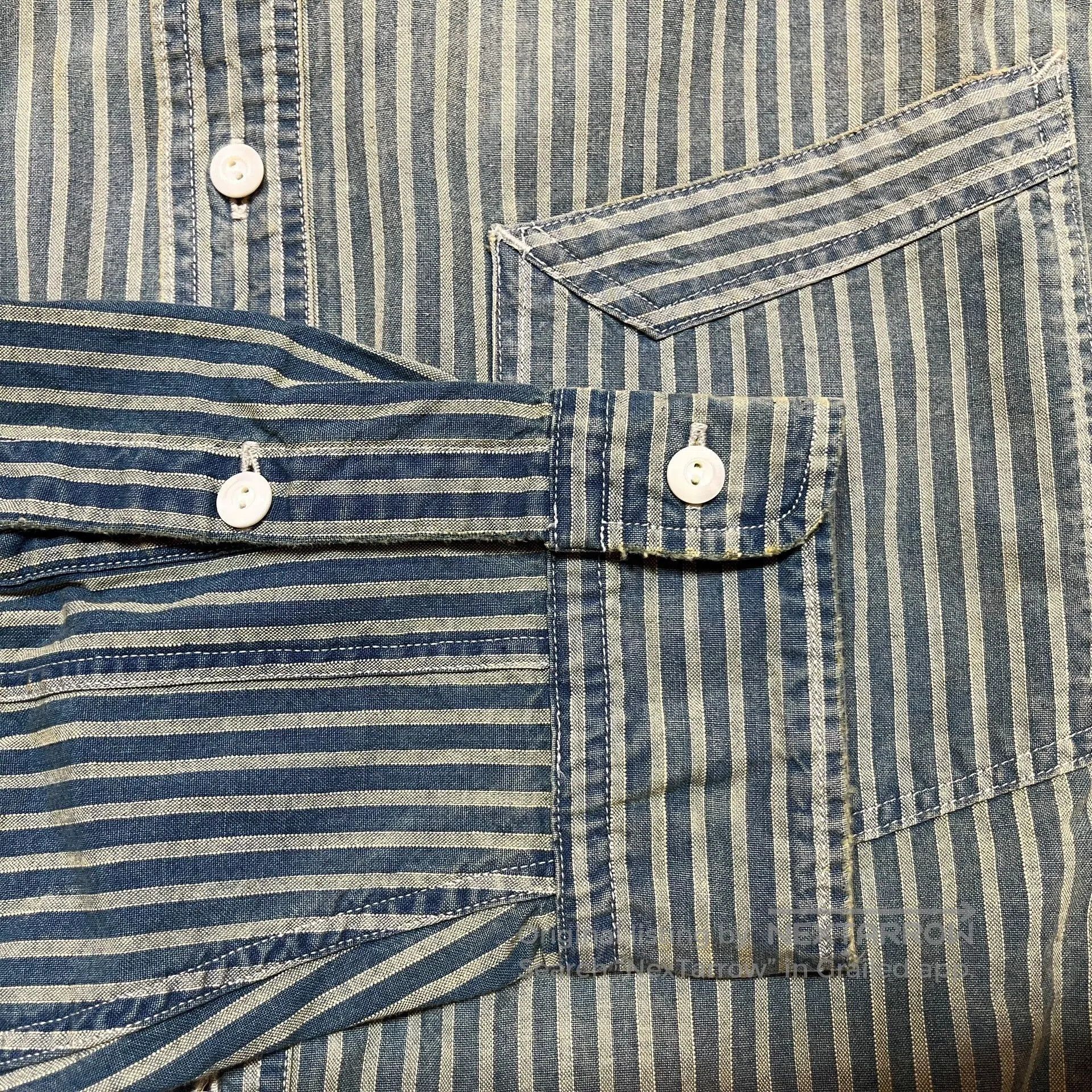 RRL Ralph Lauren RRL Distressed Striped Shirt. Size US L / EU 52-54 / 3 - 7 Thumbnail