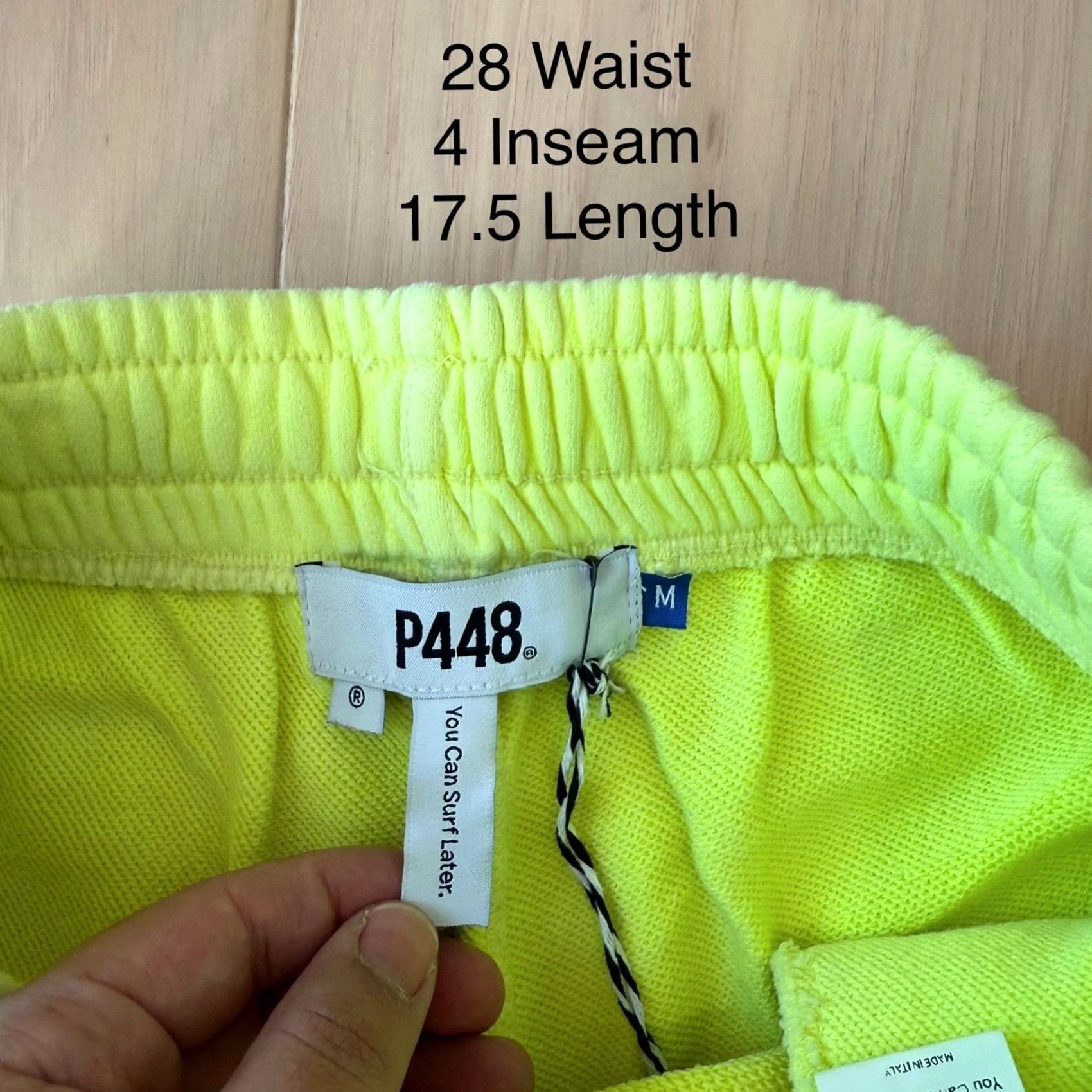 P448 P448 Shorts Medium Neon Green Fleece Summer Streetwear Italy Casual NWT Mens Regular M 28in Zip Zipper Cotton Size US 28 / EU 44 - 5 Thumbnail