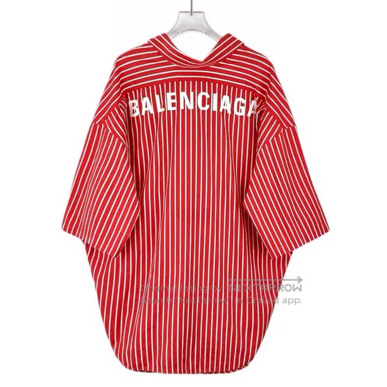 Balenciaga Balenciaga Red striped logo letter printed cotton collar s Size XXS / US 00 / IT 34 - 2 Thumbnail