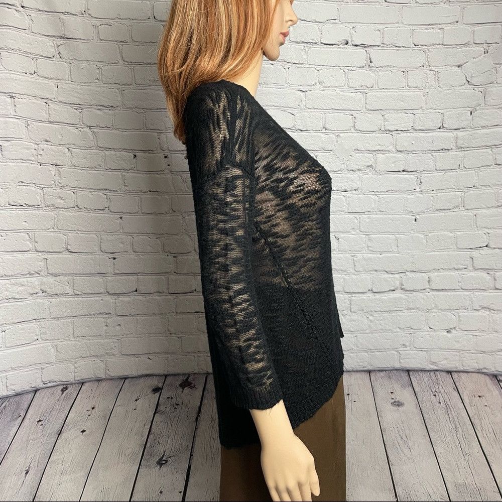 Other Pieces By Kensie Knit Black 3/4 Sleeve Sweater Size S Size S / US 4 / IT 40 - 5 Thumbnail