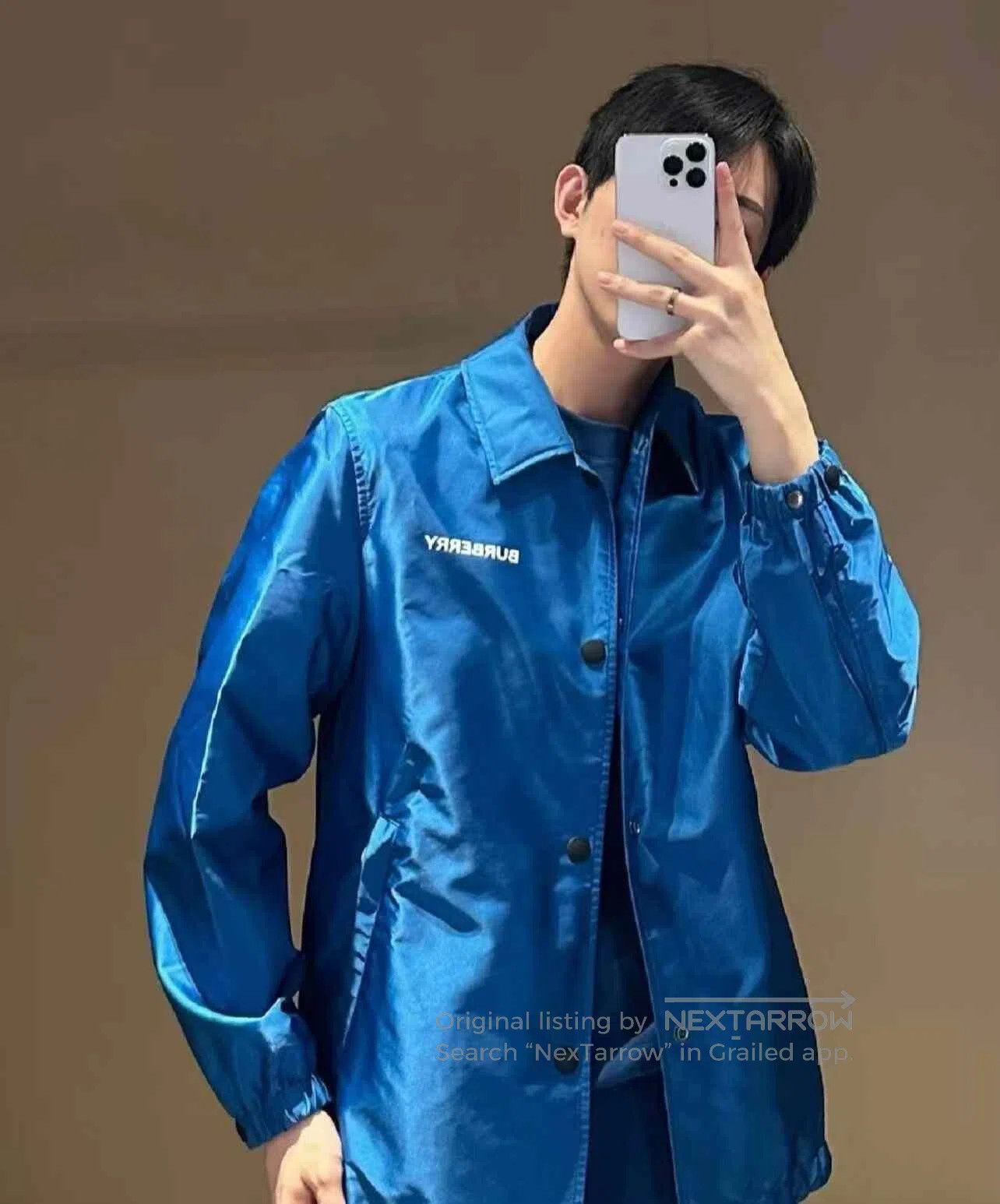 Burberry Burberry SS23 Logo Print Men's Blue Jacket. Size US L / EU 52-54 / 3 - 8 Thumbnail