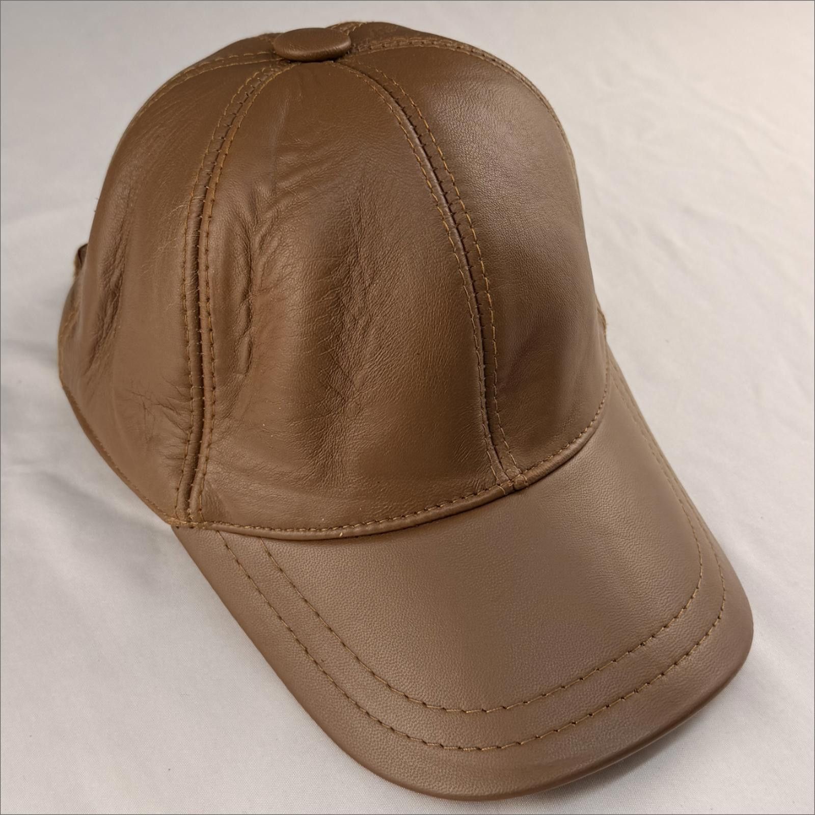 Other NEW Brown Leather Baseball Cap - Premium Hat 086 Size ONE SIZE - 4 Thumbnail