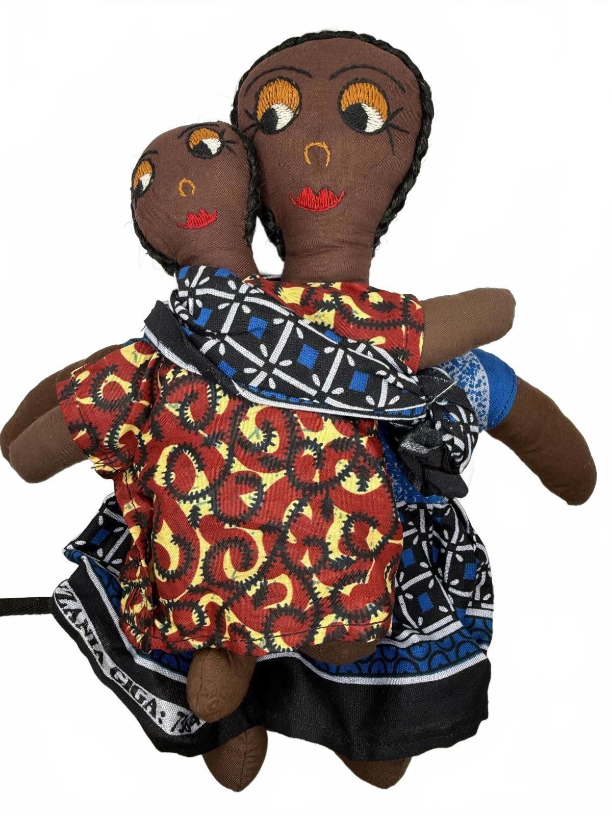 Adorable Handmade African Mama and Baby Doll Set