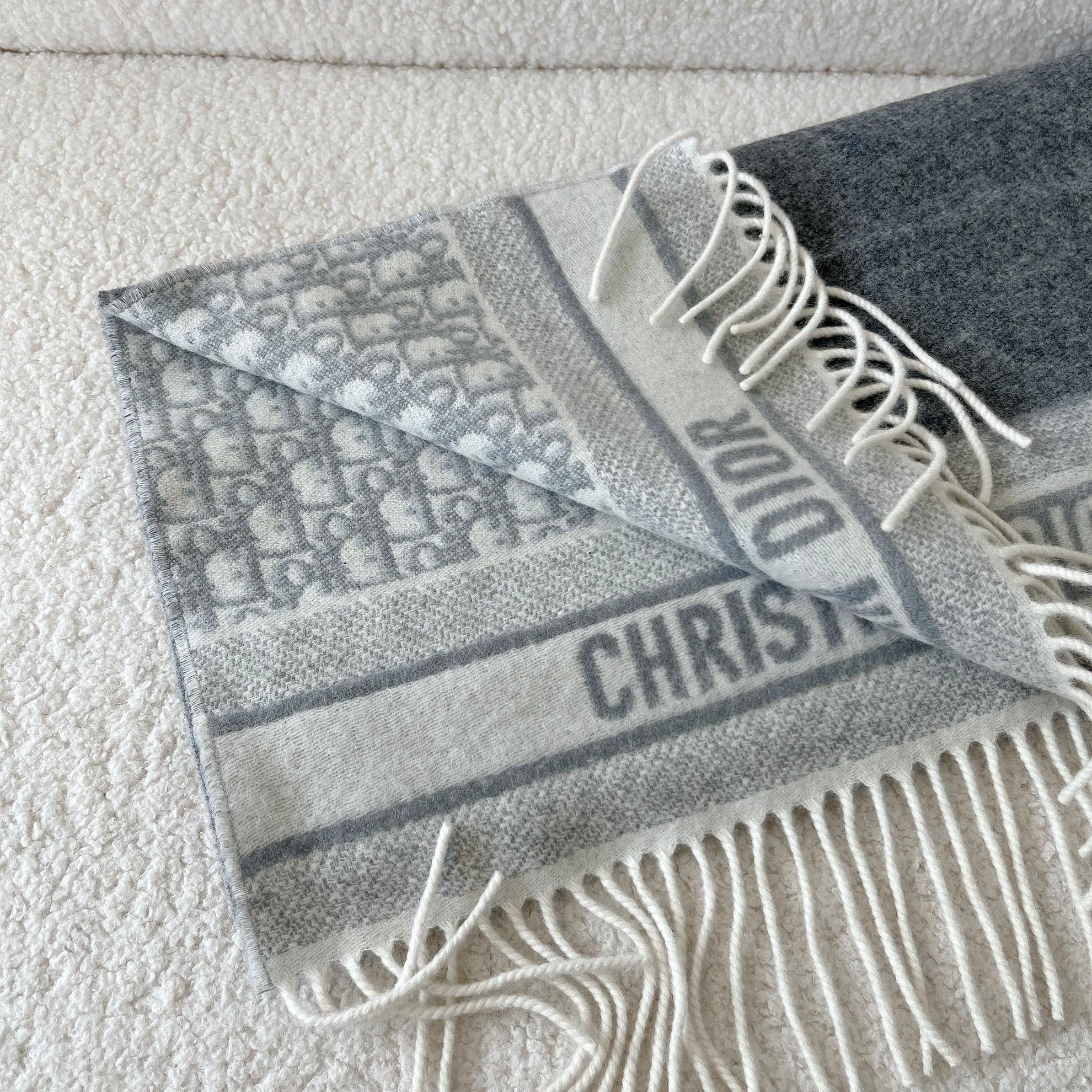 Dior Dior Double-Faced Tassel Cashmere Scarf U Size 2811 Size ONE SIZE - 5 Thumbnail