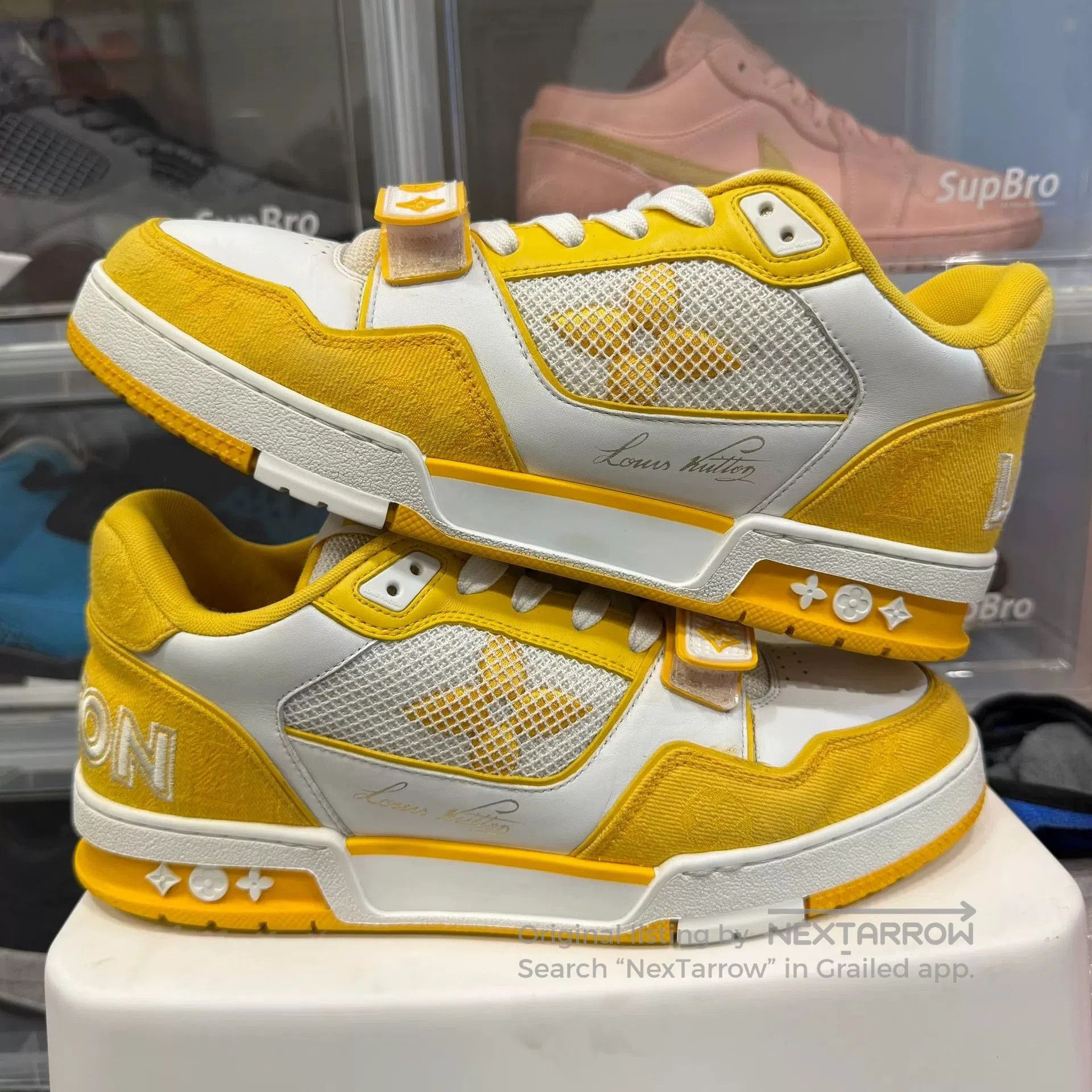 Louis Vuitton LV Trainer Velcro White Yellow Sneakers. Size US 8 / EU 41 - 6 Thumbnail