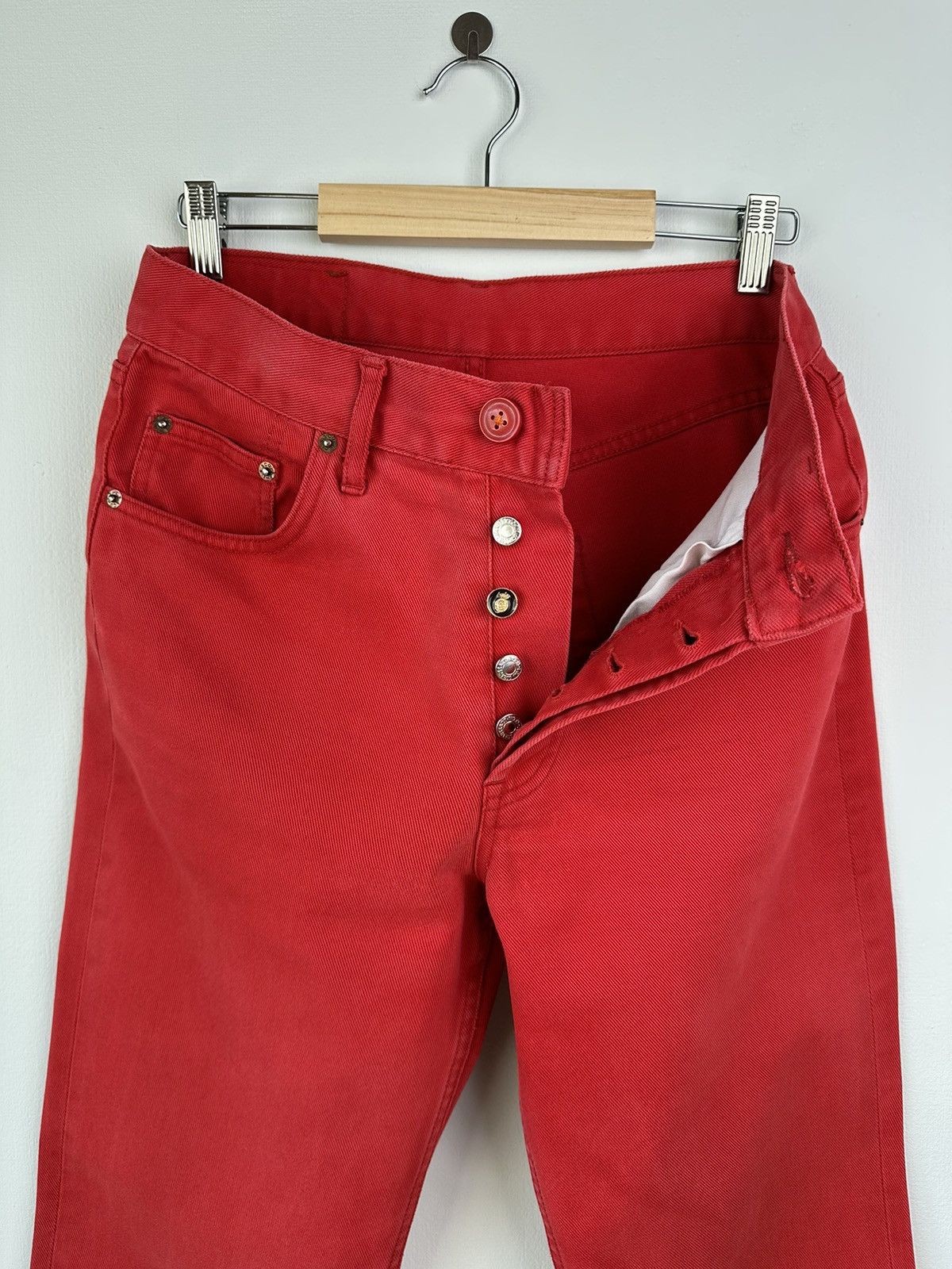 Levi's made in USA 🇺🇸 LEVIS 501 Vintage Red Denim Pants Size US 29 - 9 Thumbnail